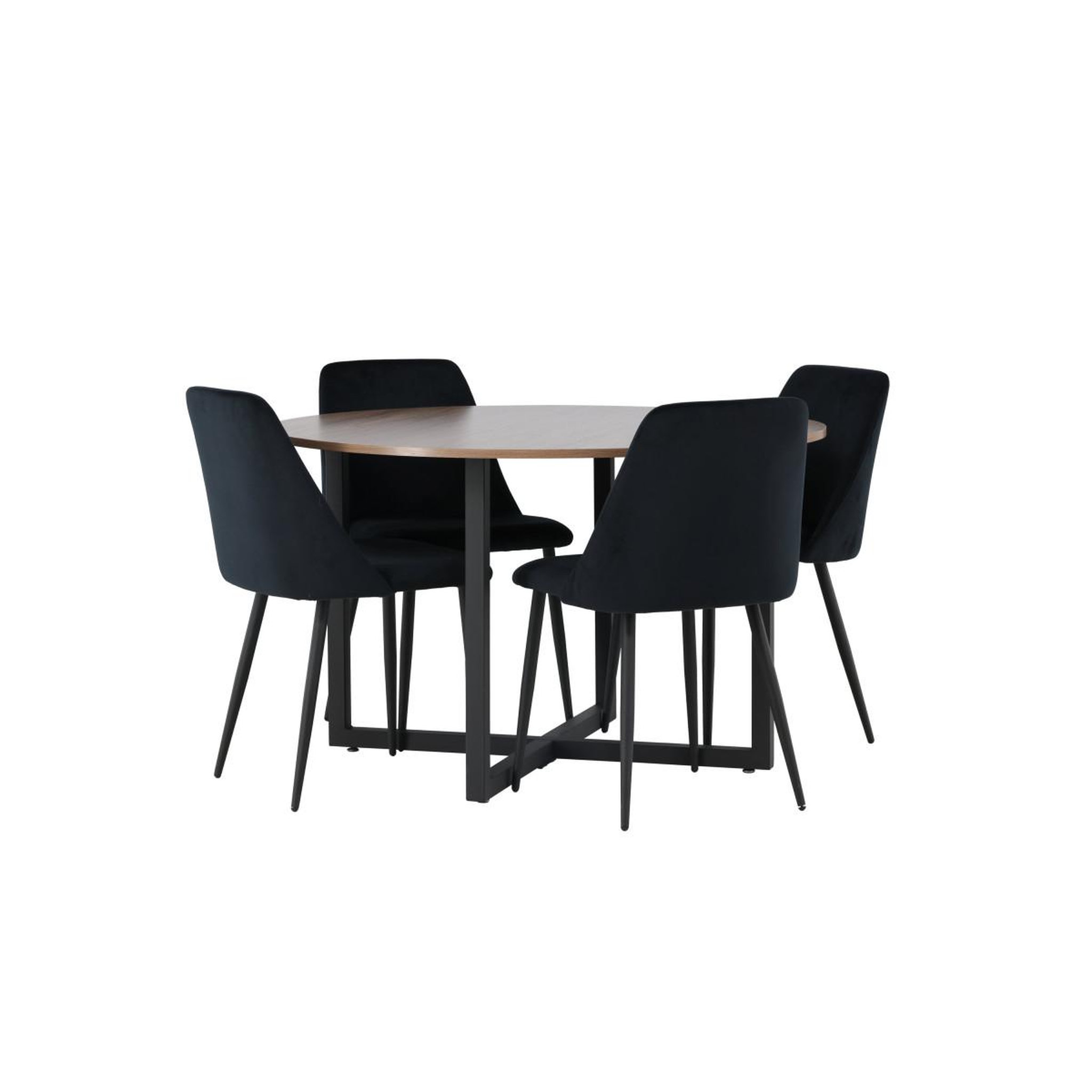 Voir la diapositive 3 : Paris Prix Ensemble table à manger & 4 chaises  durango & night  120cm noyer & noir
