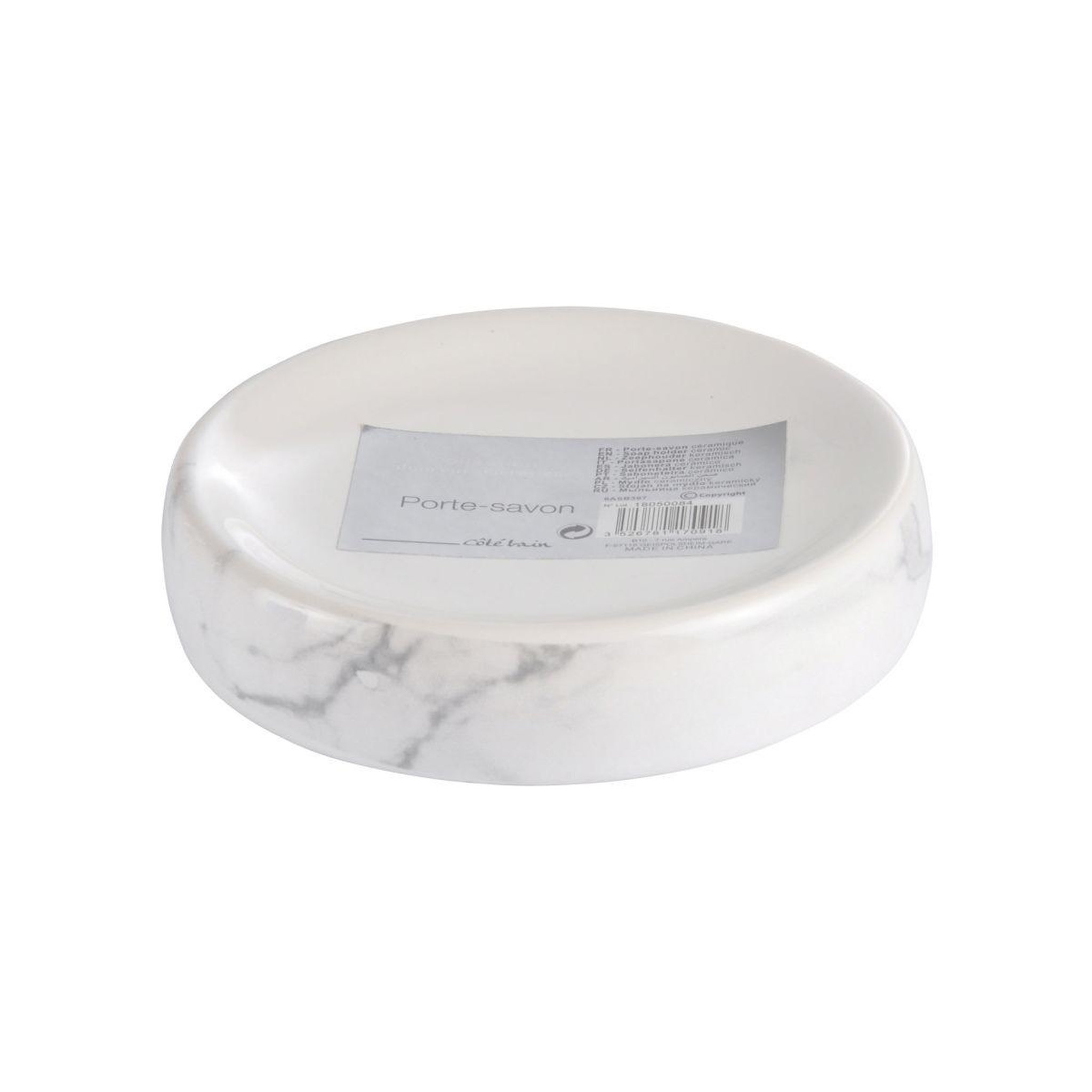 Voir la diapositive 2 : Douceur d'Intérieur Porte savon en céramique  effet marbre  11cm blanc