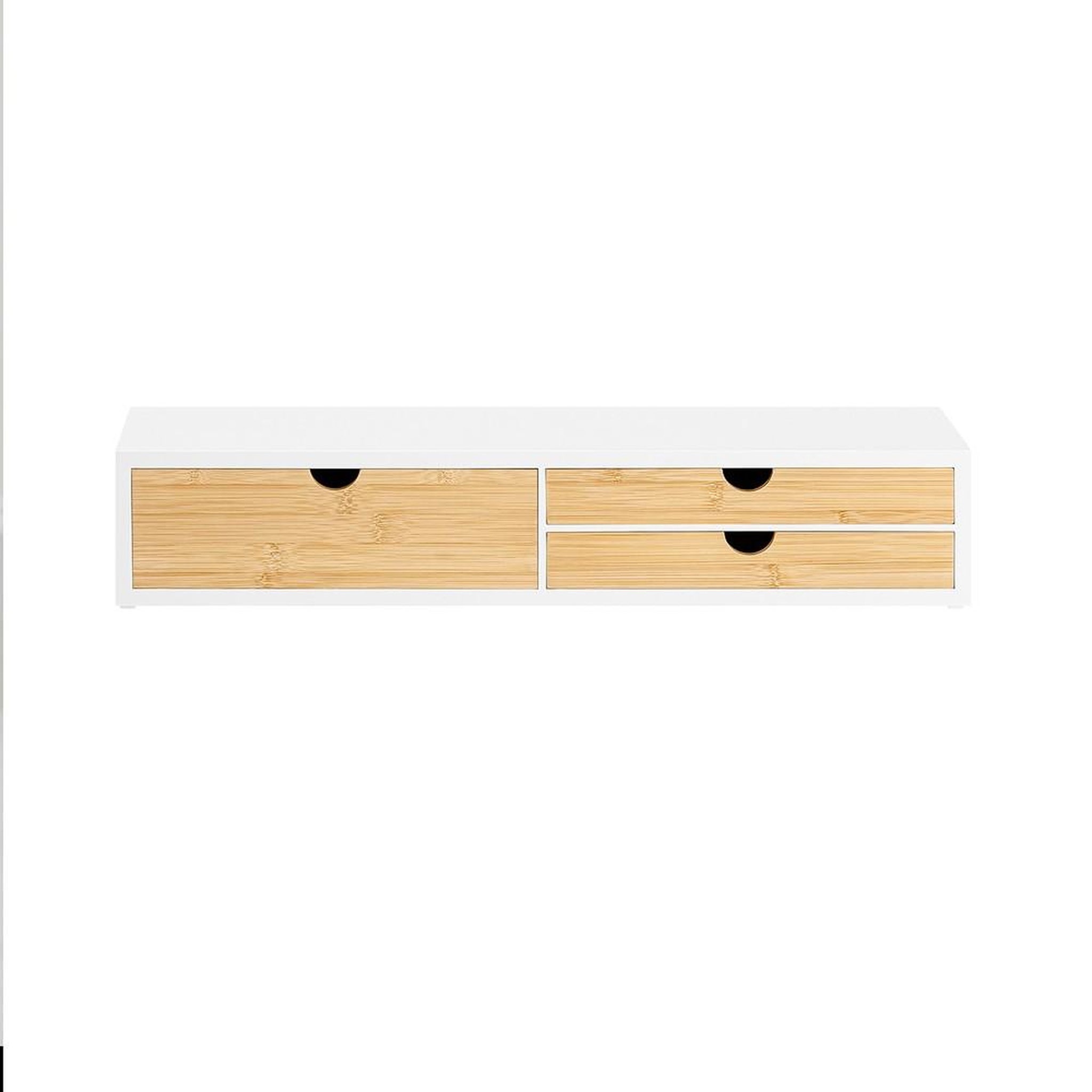 SOBUY Support d'écran avec 3 tiroirs Blanc 60x22x11 cm BBF11-WN