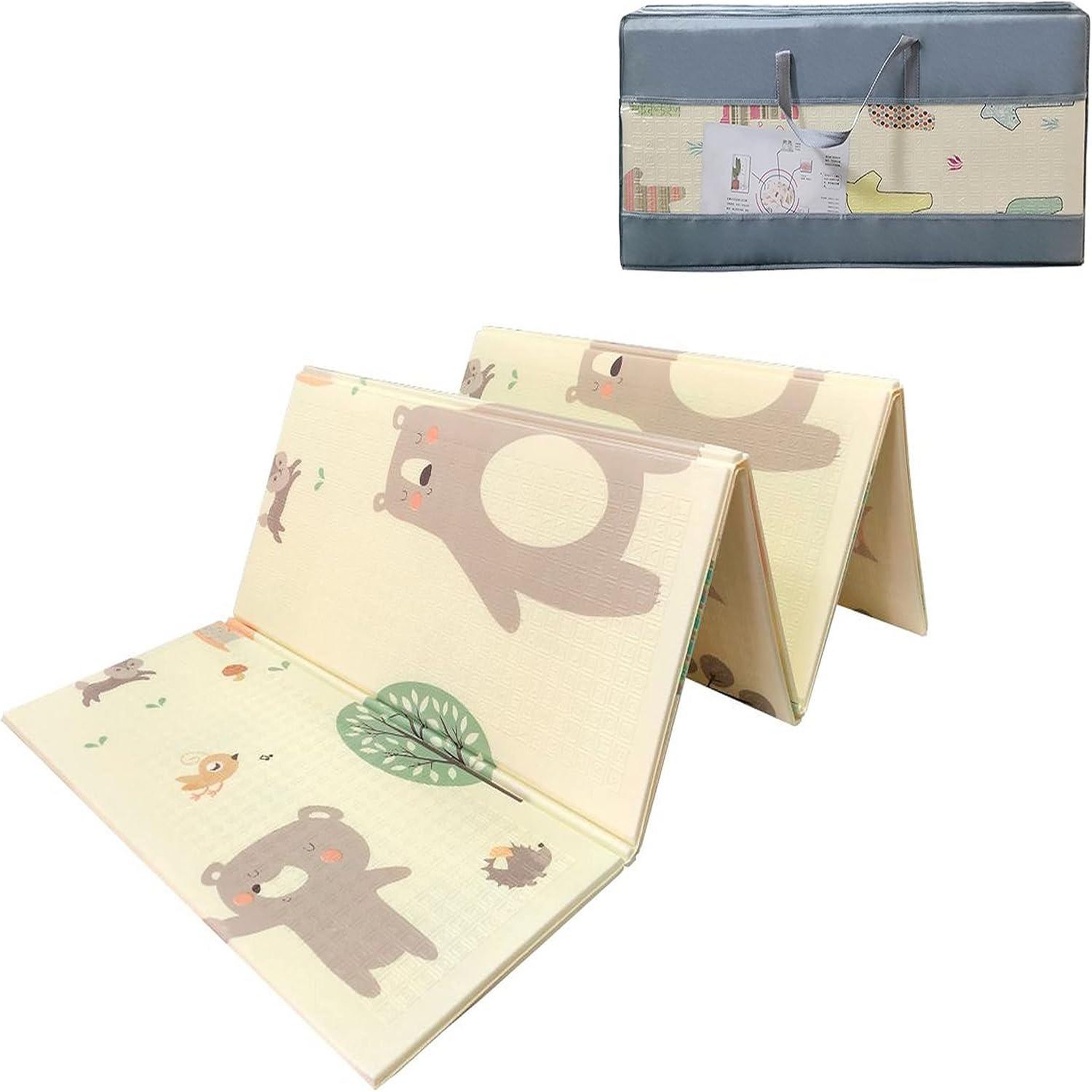 Voir la diapositive 4 : MAMABRUM Tapis D'éveil Bébé en Mousse 200*180, Pliable, Imperméable, Flexible, Antidérapant, Reversible