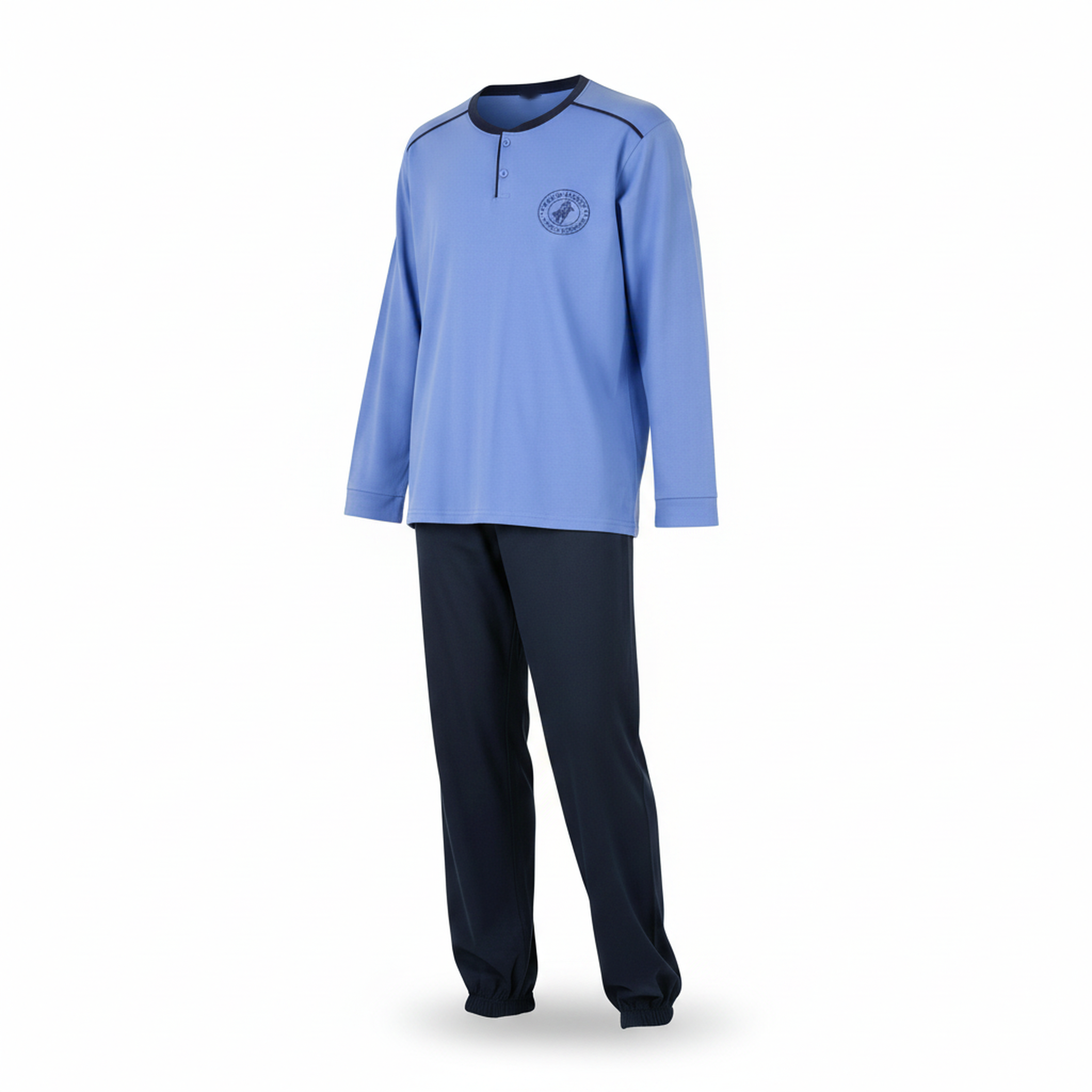 OZABI Ozabi pyjama homme doublé polaire écusson brodé. Coloris disponibles : Bleu, Gris