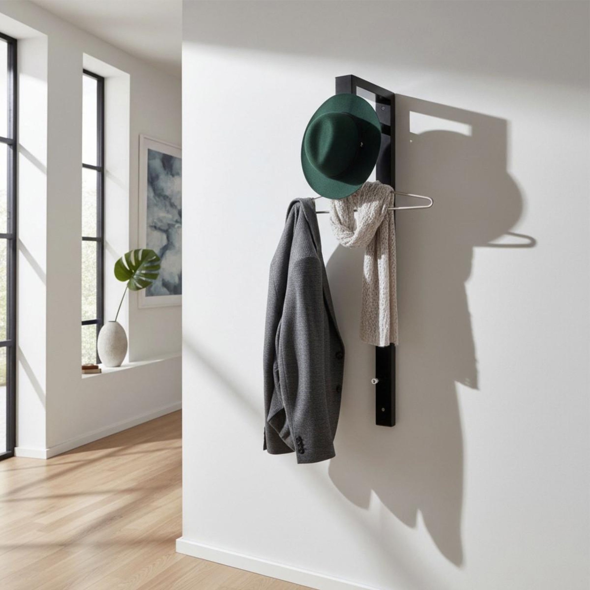 Voir la diapositive 2 : Paris Prix Portant à vêtements mural  cylia  70cm noir