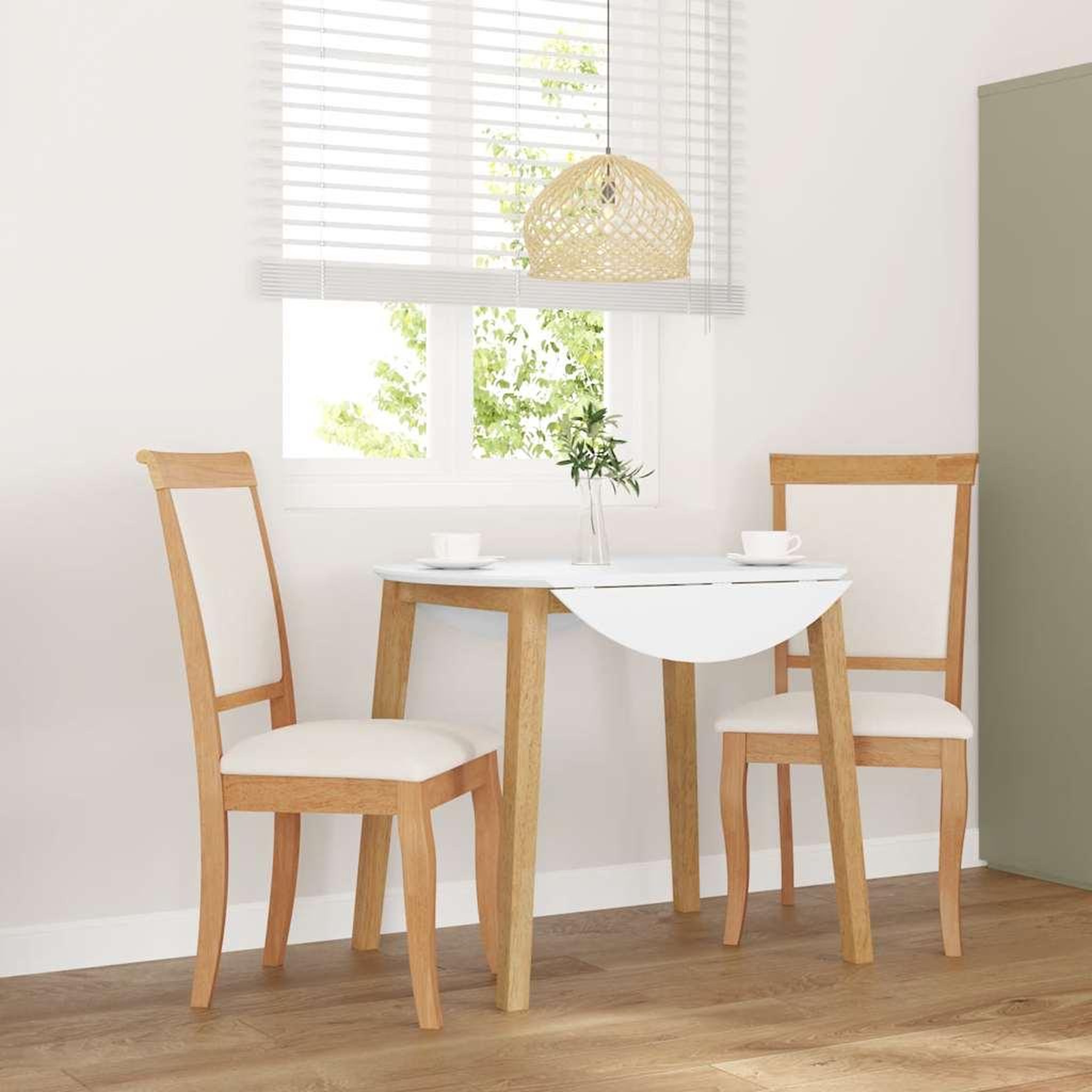 VIDAXL Chaises a manger coussins 2 pcs naturel bois massif caoutchouc