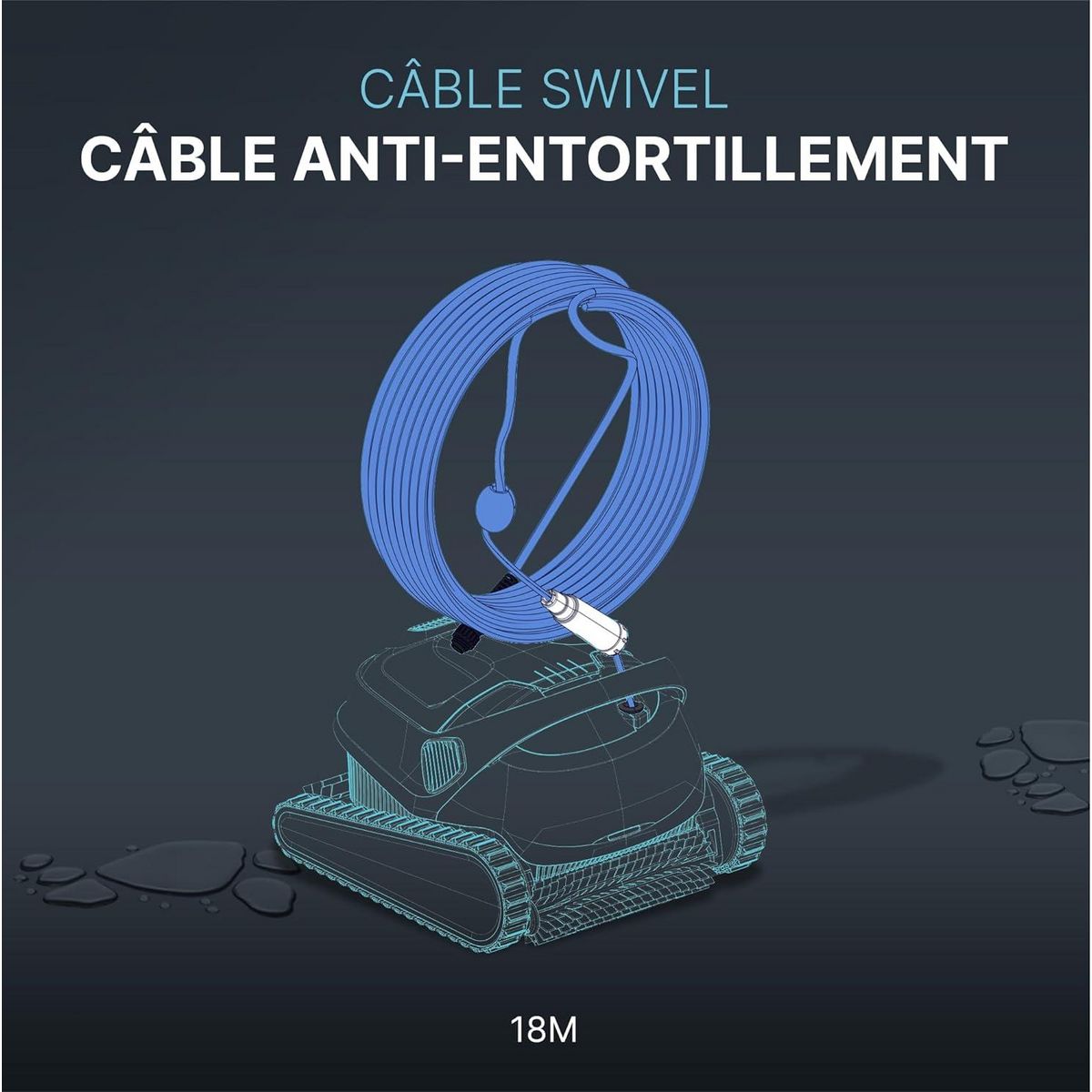 Dolphin Cable d'alimenation avec swivel 18m diy pour robot dolphin e35 et t35 - 99958907-diy