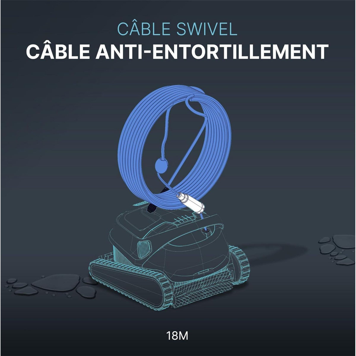 Dolphin Cable d'alimenation avec swivel 18m diy pour robot dolphin e35 et t35 - 99958907-diy