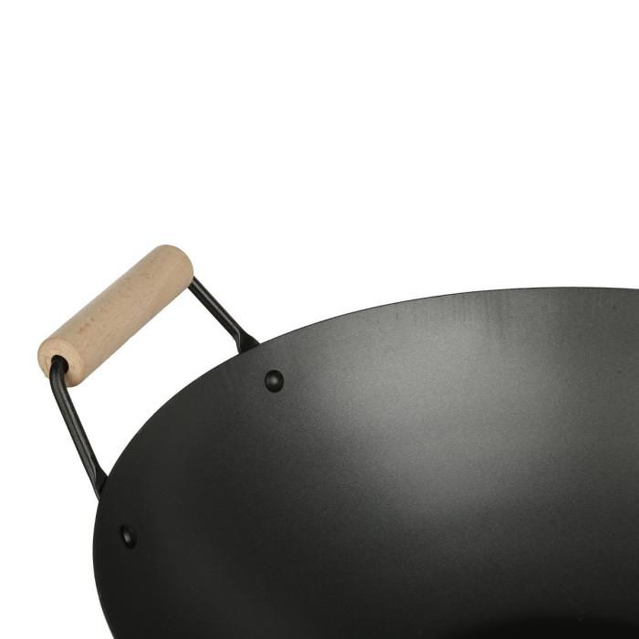 Voir la diapositive 2 : FIVE Wok en Acier & Manche en Bois  Tio  35cm Noir
