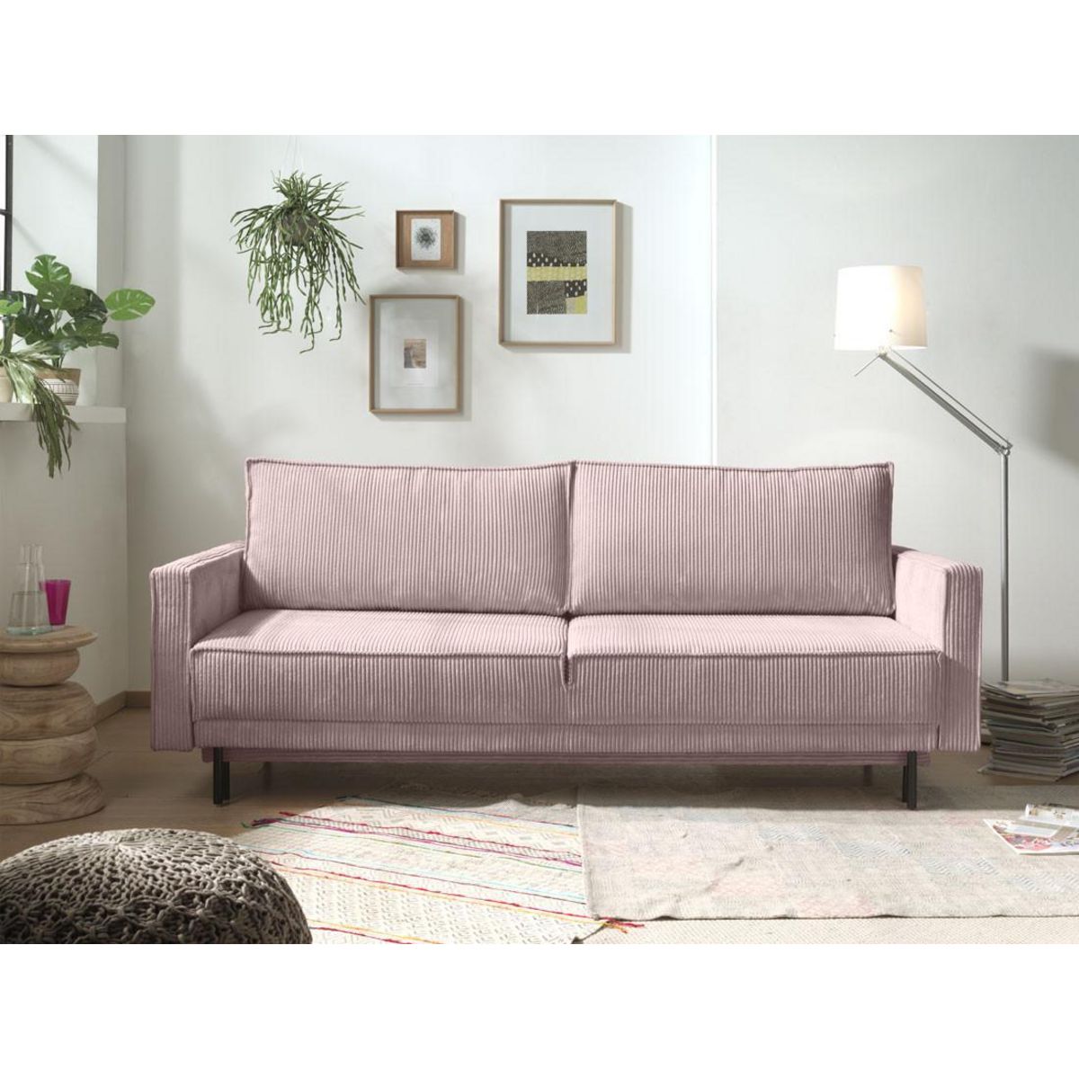 LISA DESIGN Charlie - canapé 3 places convertible avec coffre - en velours côtelé