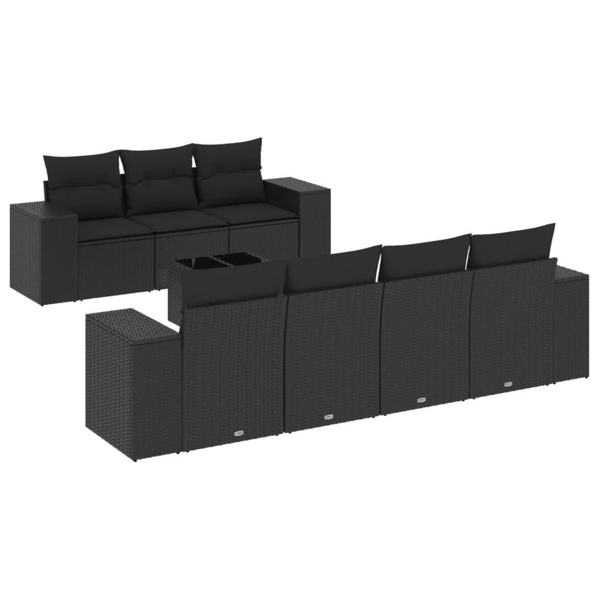 Voir la diapositive 2 : VIDAXL Salon de jardin 8 pcs avec coussins noir resine tressee