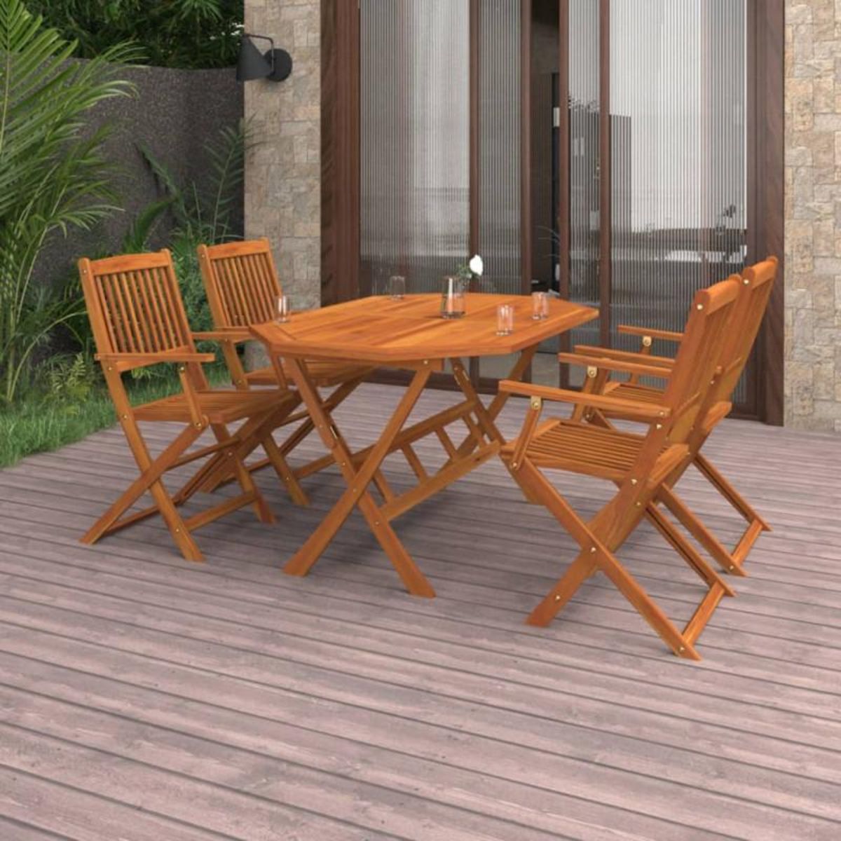 VIDAXL Ensemble à manger de jardin 5 pcs Bois d acacia solide