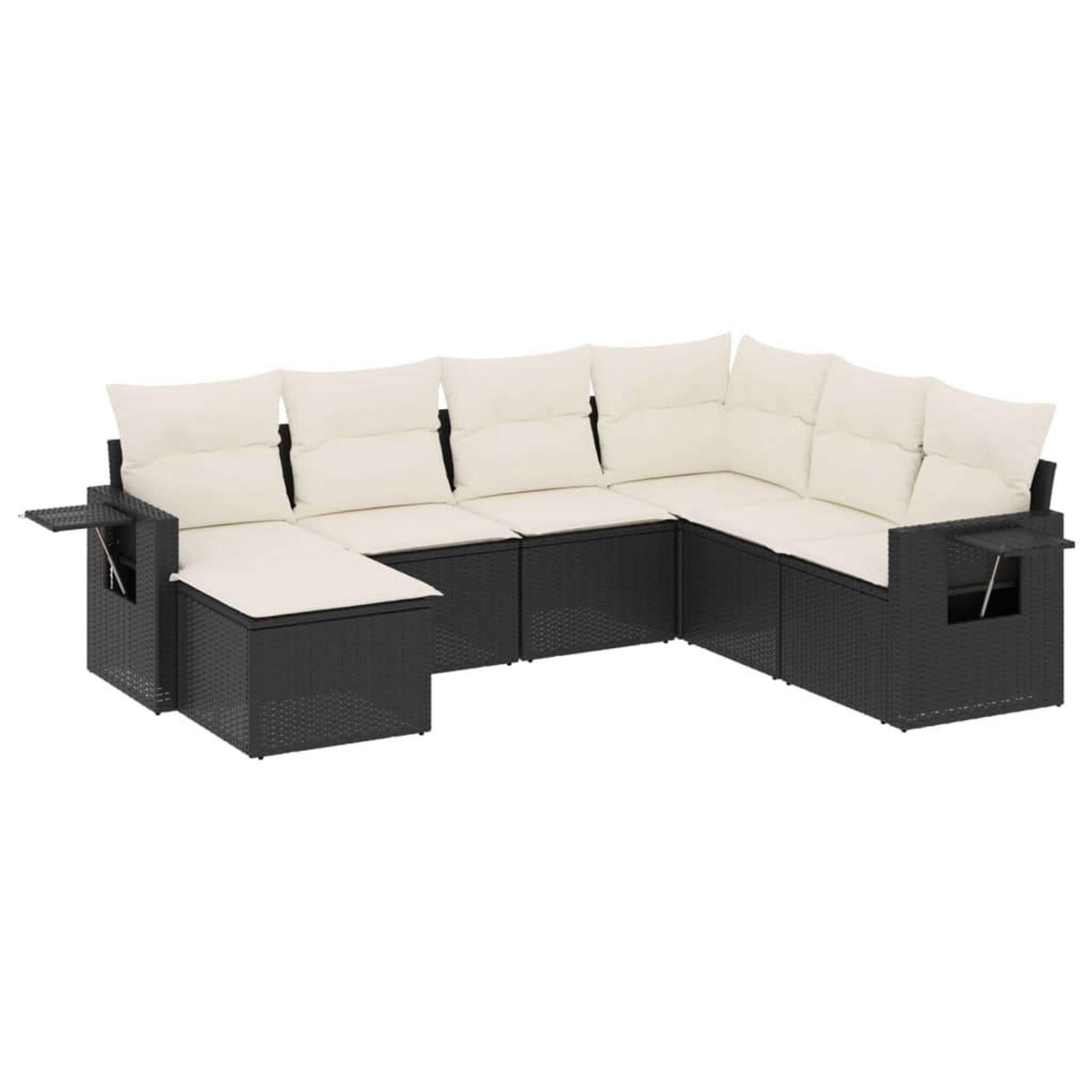 Voir la diapositive 2 : VIDAXL Salon de jardin 7 pcs avec coussins noir resine tressee