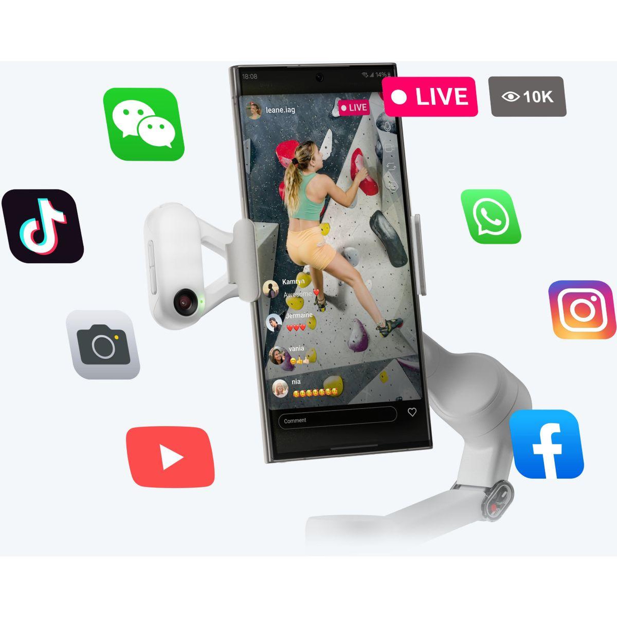 Voir la diapositive 2 : INSTA360 Stabilisateur flow 2 ai tracker bundle stone gray