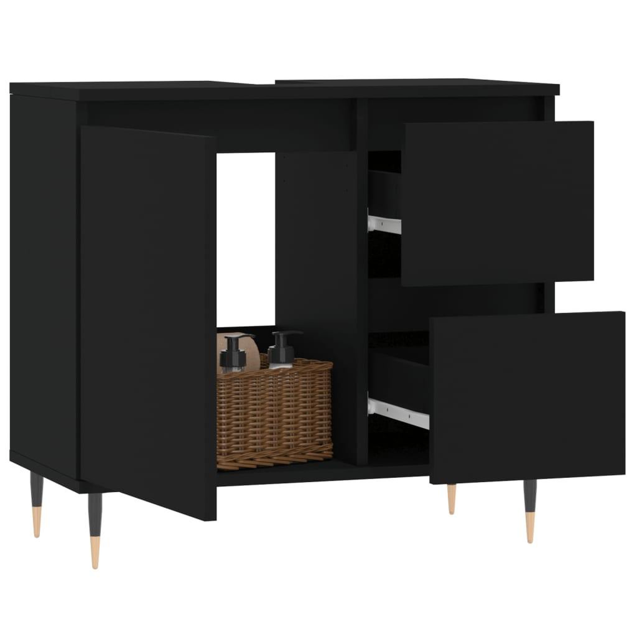 Voir la diapositive 3 : VIDAXL Armoire de salle de bain noir 65x33x60 cm bois d'ingenierie