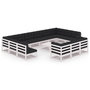 Voir la diapositive 2 : VIDAXL Salon de jardin 14 pcs avec coussins Blanc Bois de pin massif