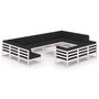 Voir la diapositive 2 : VIDAXL Salon de jardin 14 pcs avec coussins Blanc Bois de pin massif