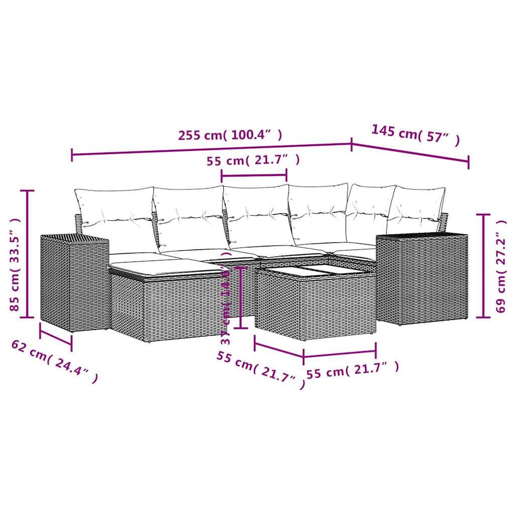 Voir la diapositive 6 : VIDAXL Salon de jardin 7 pcs avec coussins noir resine tressee