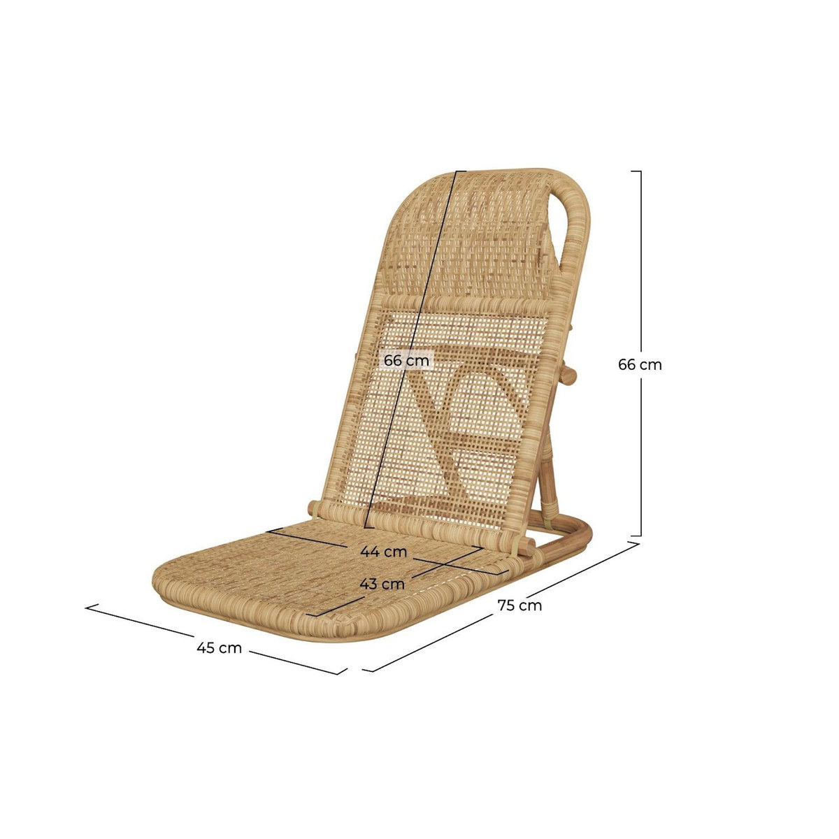Rendez vous déco Chaise de plage pliable en rotin naturel-Favignana