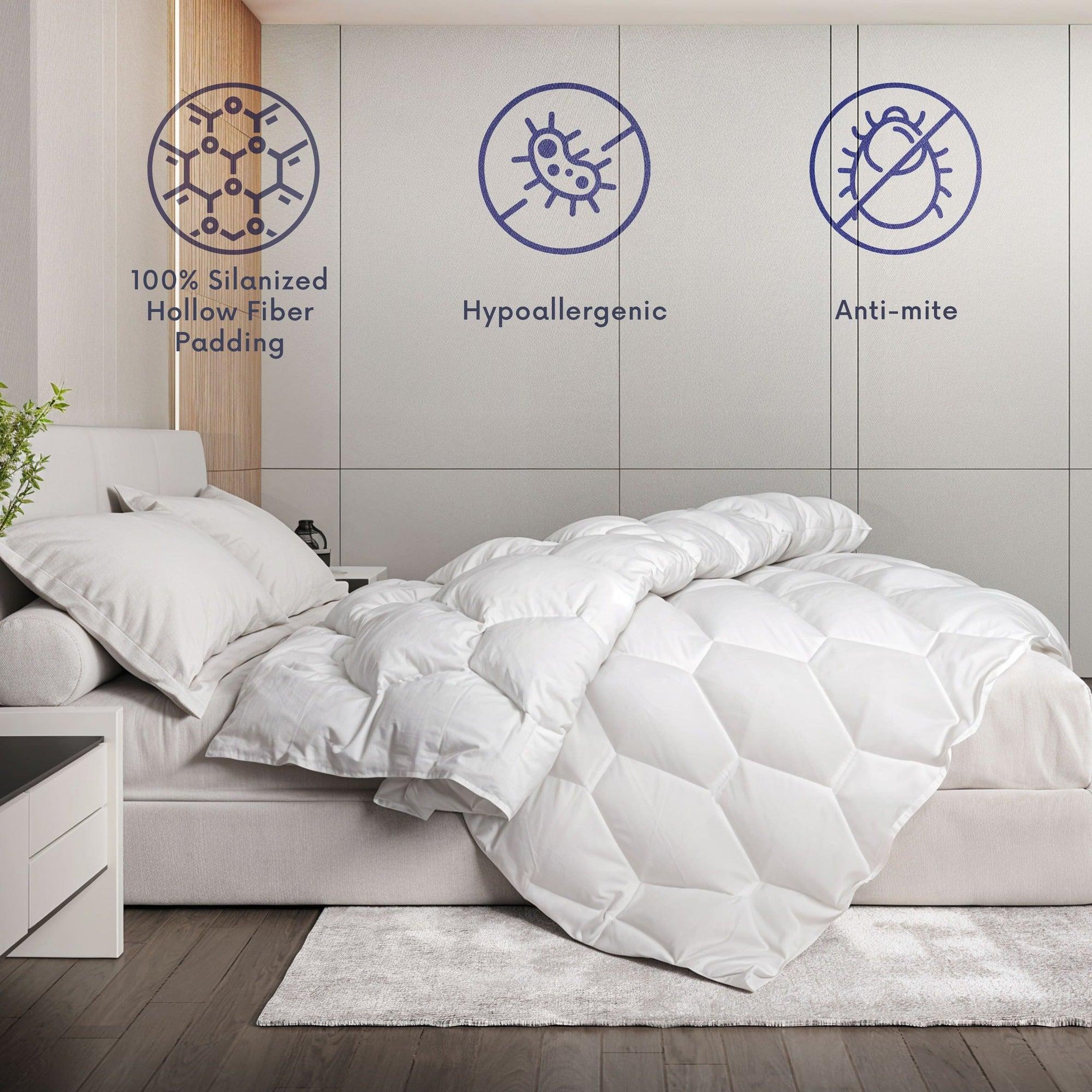 Voir la diapositive 3 : THE WHITE STONE Couette Hiver 135 x 200 cm de 400 g - Rembourrage Chaud en Ouate - Revêtement en Microfibre Hypoallergénique