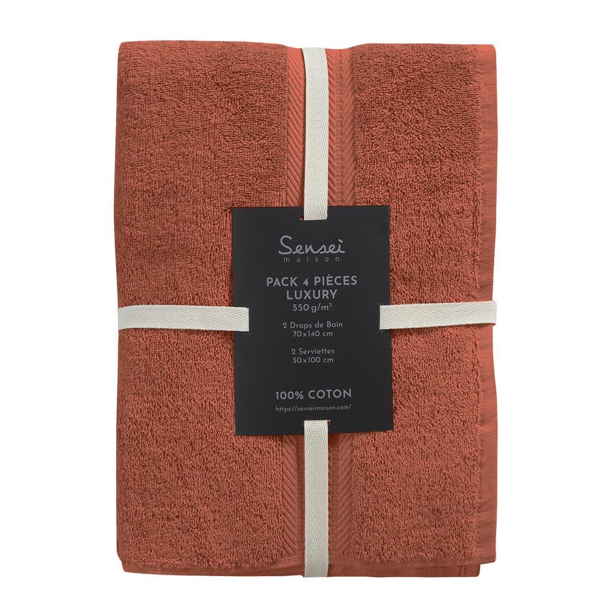 Sensei Maison Ensemble de bain 4 pièces (2 draps de bain + 2 serviettes de toilette) LUXURY