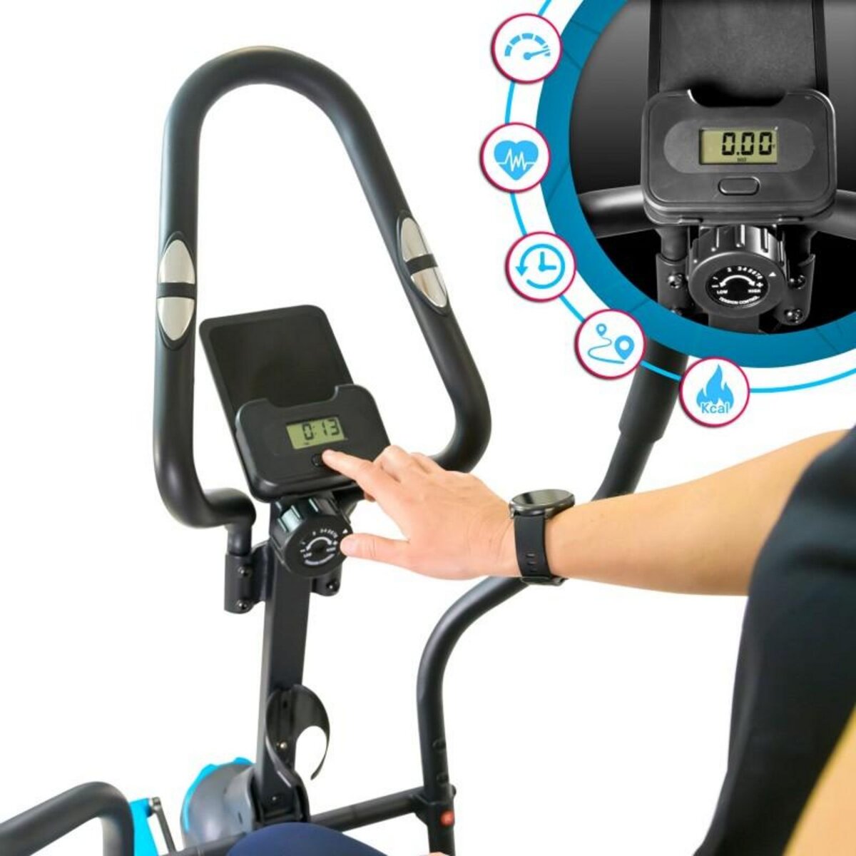 SPARRAW Vélo Elliptique SUPER SMART BIKE Cross trainer - 8 niveaux de résistance magnétique - Roue inertie 7Kg, Ecran d'entraînement