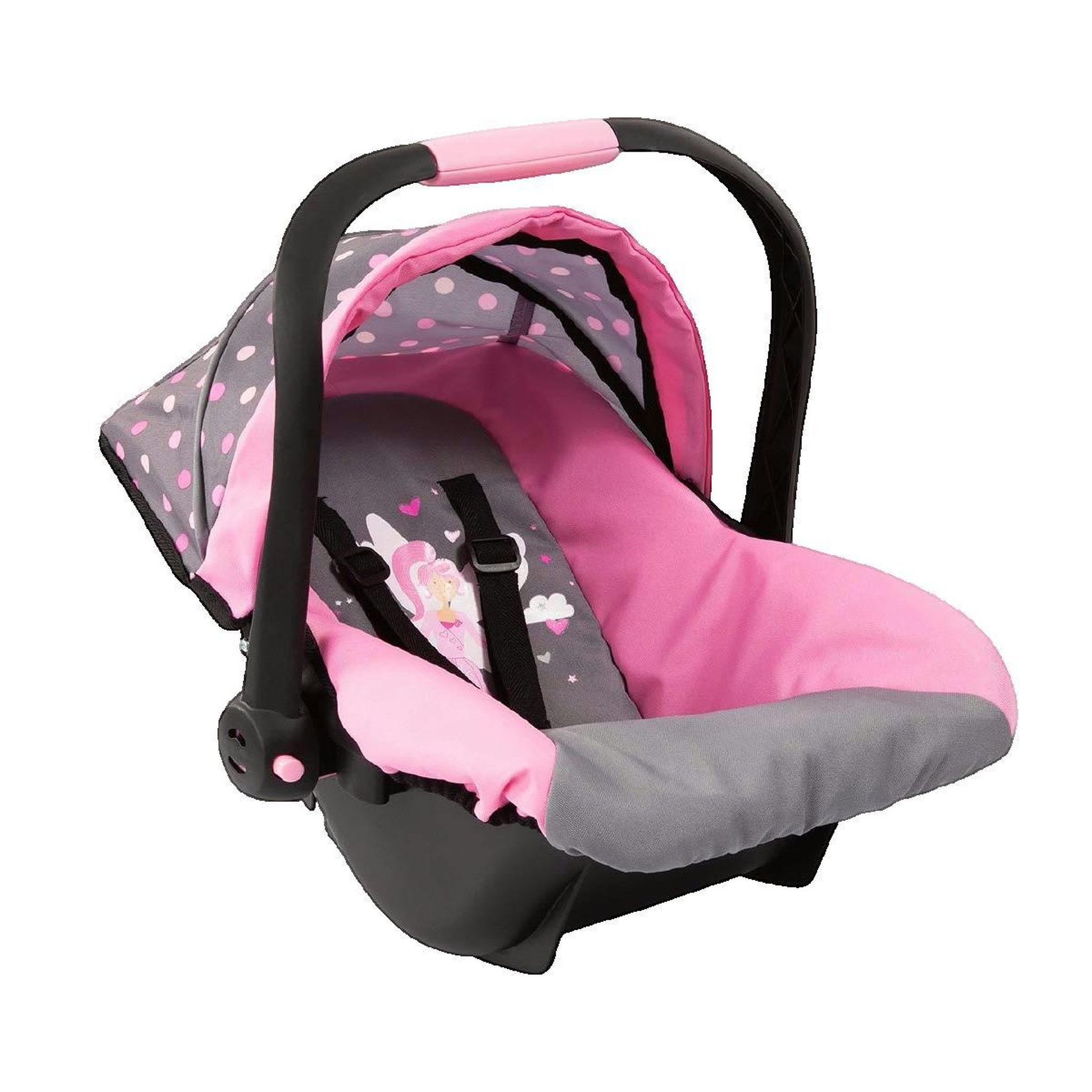 BAYER Siège Auto Bayer Design pour poupées gris et rose