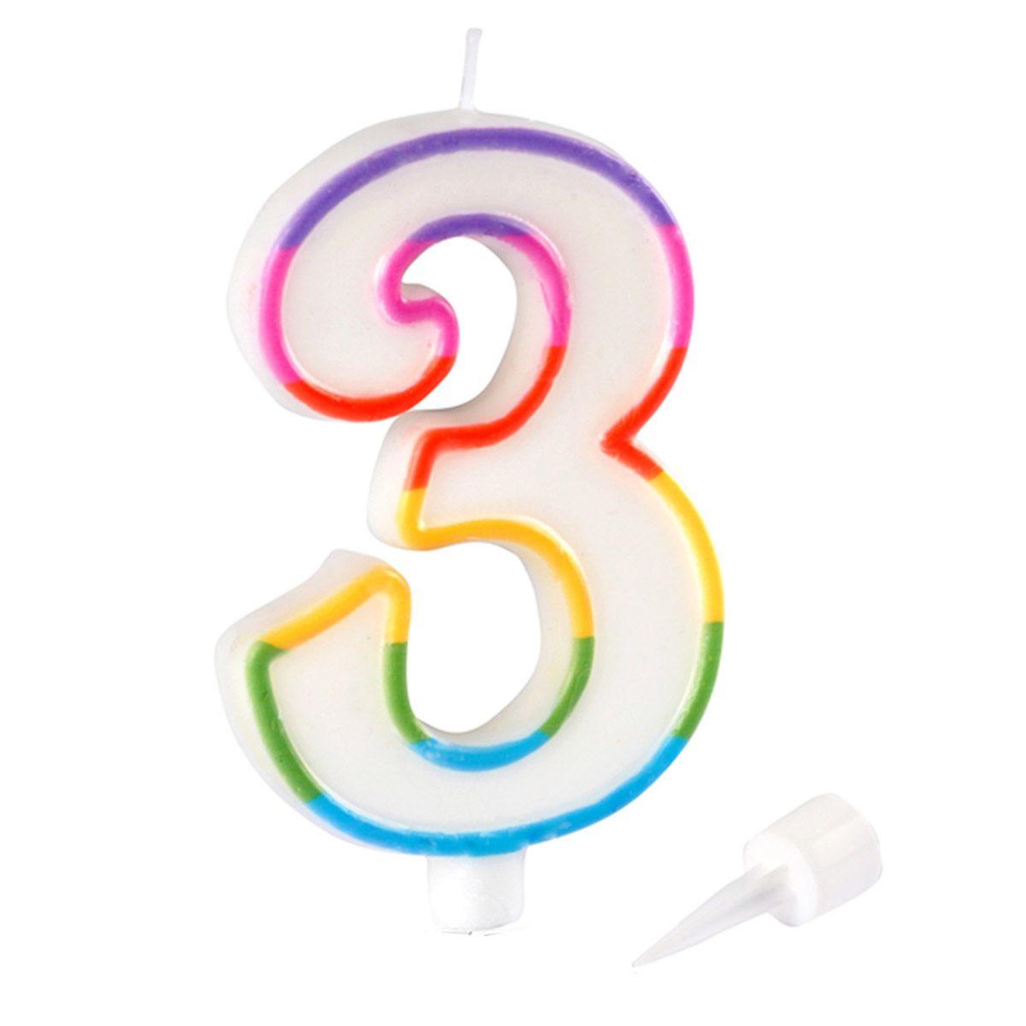Voir la diapositive 2 : HOMEA Bougie d'Anniversaire  Chiffre 3  10cm Multicolore