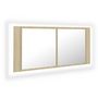 Voir la diapositive 2 : VIDAXL Armoire a miroir a LED de bain Chene sonoma 100x12x45 Acrylique