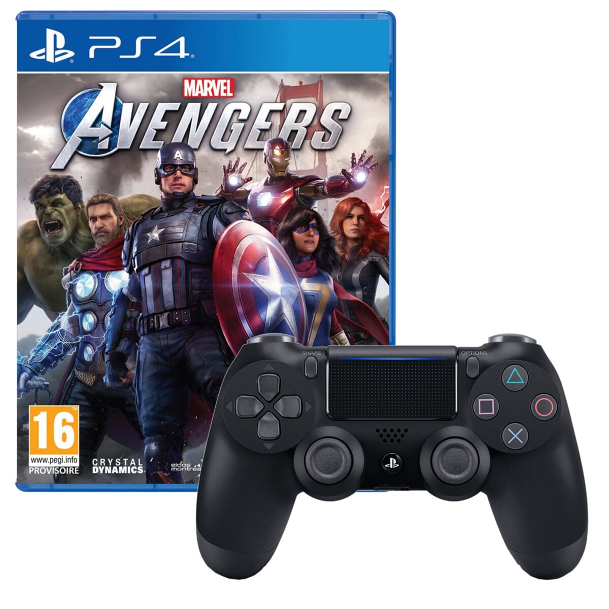 SONY EXCLU WEB Marvel's Avengers PS4 + Manette Dualshock 4 Noire PS4