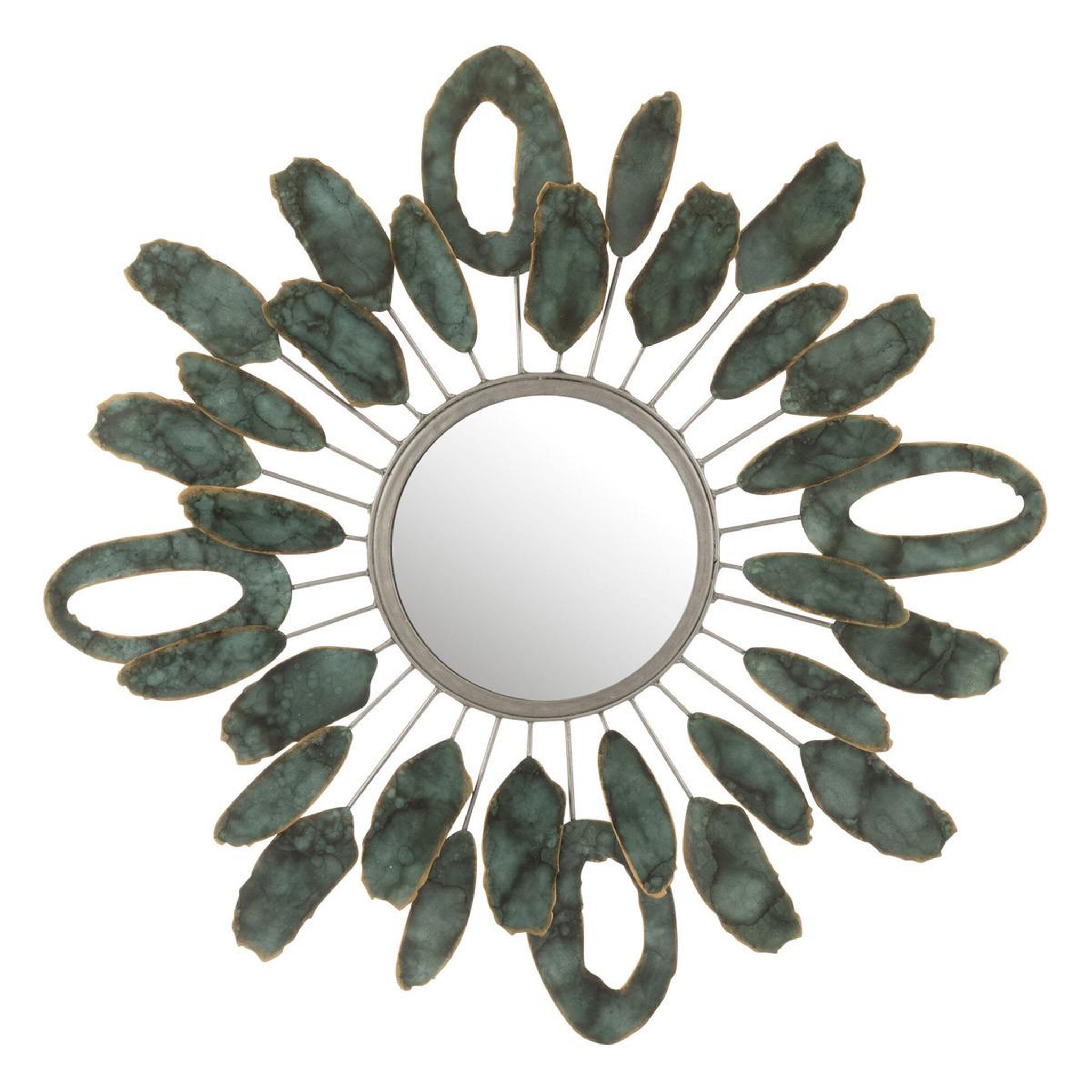 J-LINE Miroir mural design  morceaux  61cm vert