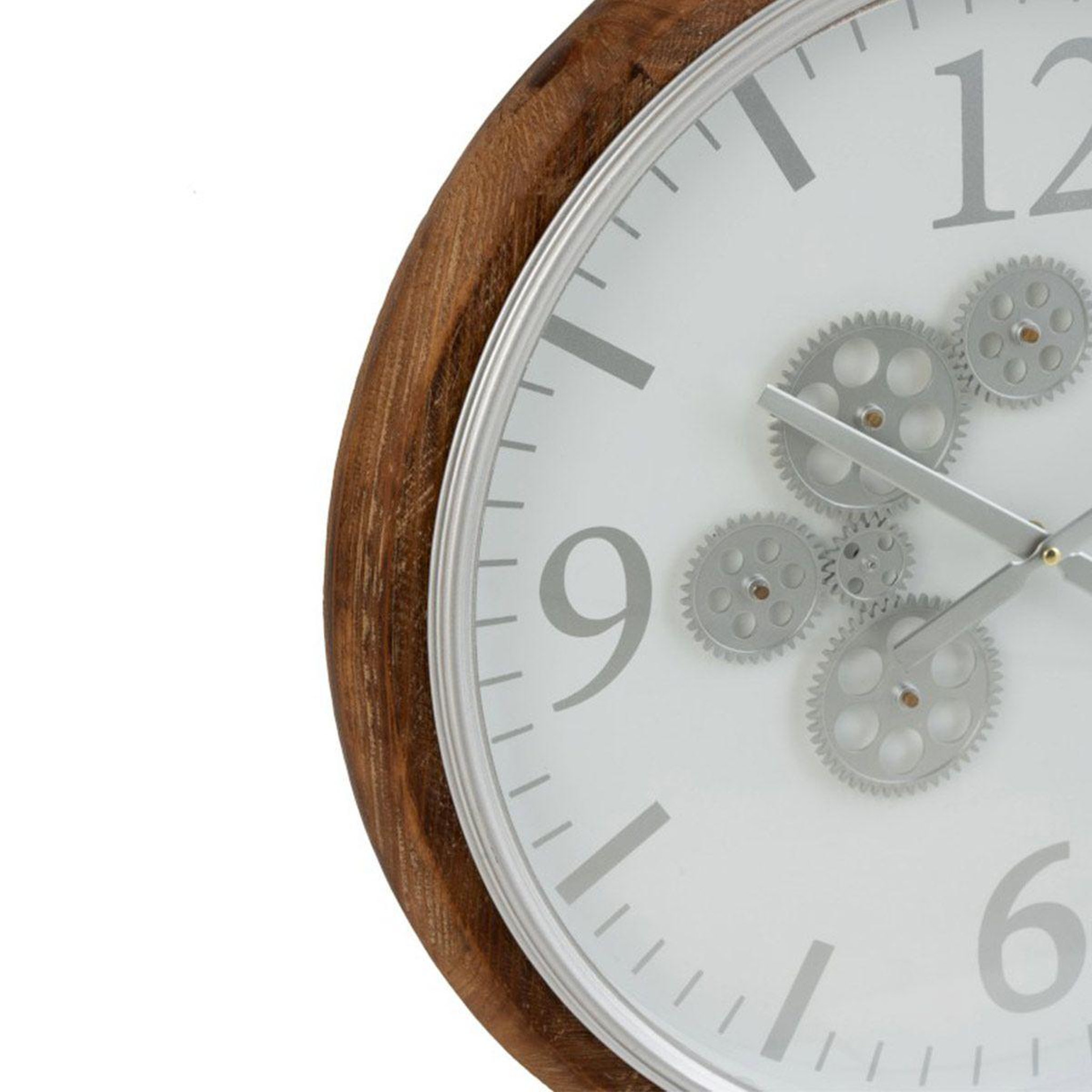Voir la diapositive 2 : J-LINE Horloge murale ronde  engrenage  74cm blanc
