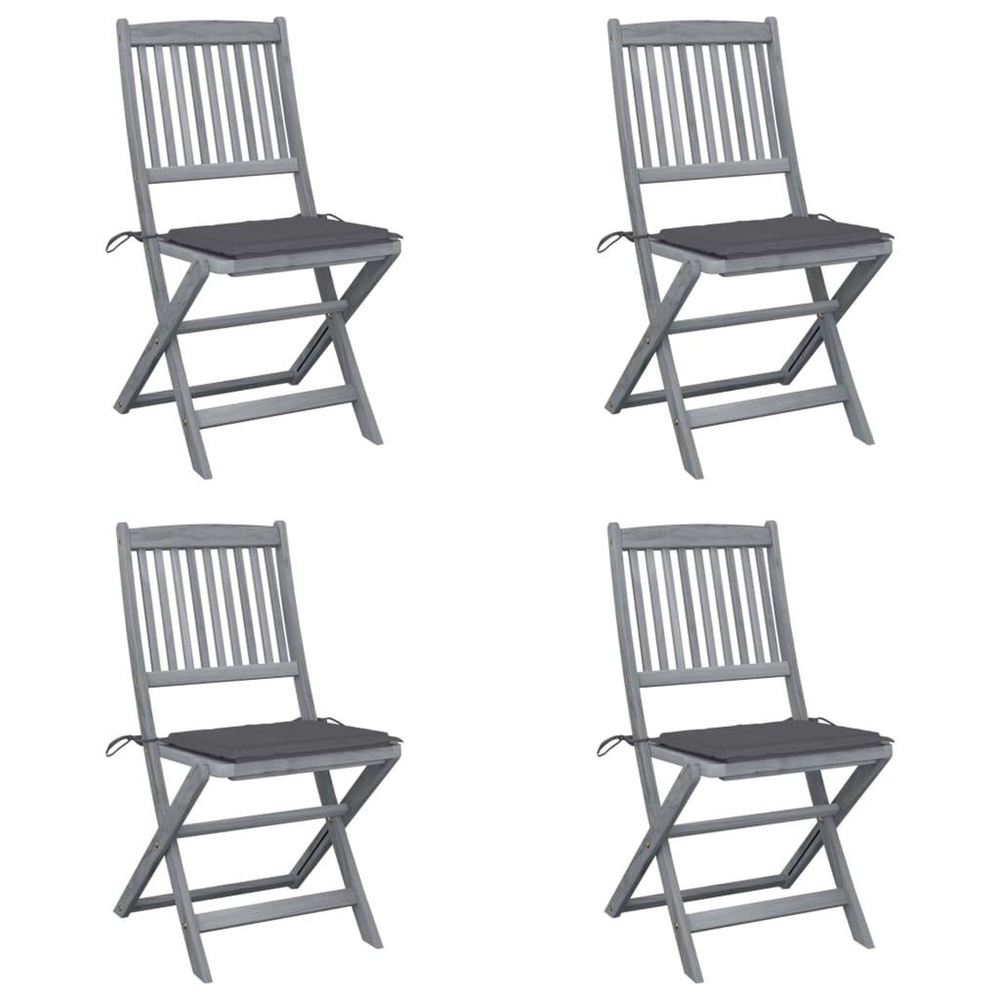 Voir la diapositive 1 : VIDAXL Chaises pliables d'exterieur lot de 4 et coussins Bois d'acacia