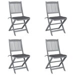 VIDAXL Chaises pliables d'exterieur lot de 4 et coussins Bois d'acacia