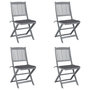 Voir la diapositive 1 : VIDAXL Chaises pliables d'exterieur lot de 4 et coussins Bois d'acacia