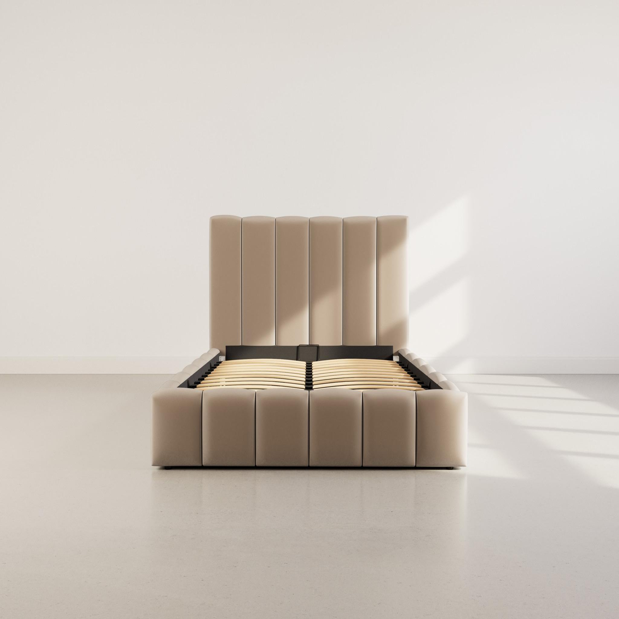 Voir la diapositive 2 : BEST MOBILIER Mermaid - lit coffre queen size - 160x200 cm - en velours - sommier inclus