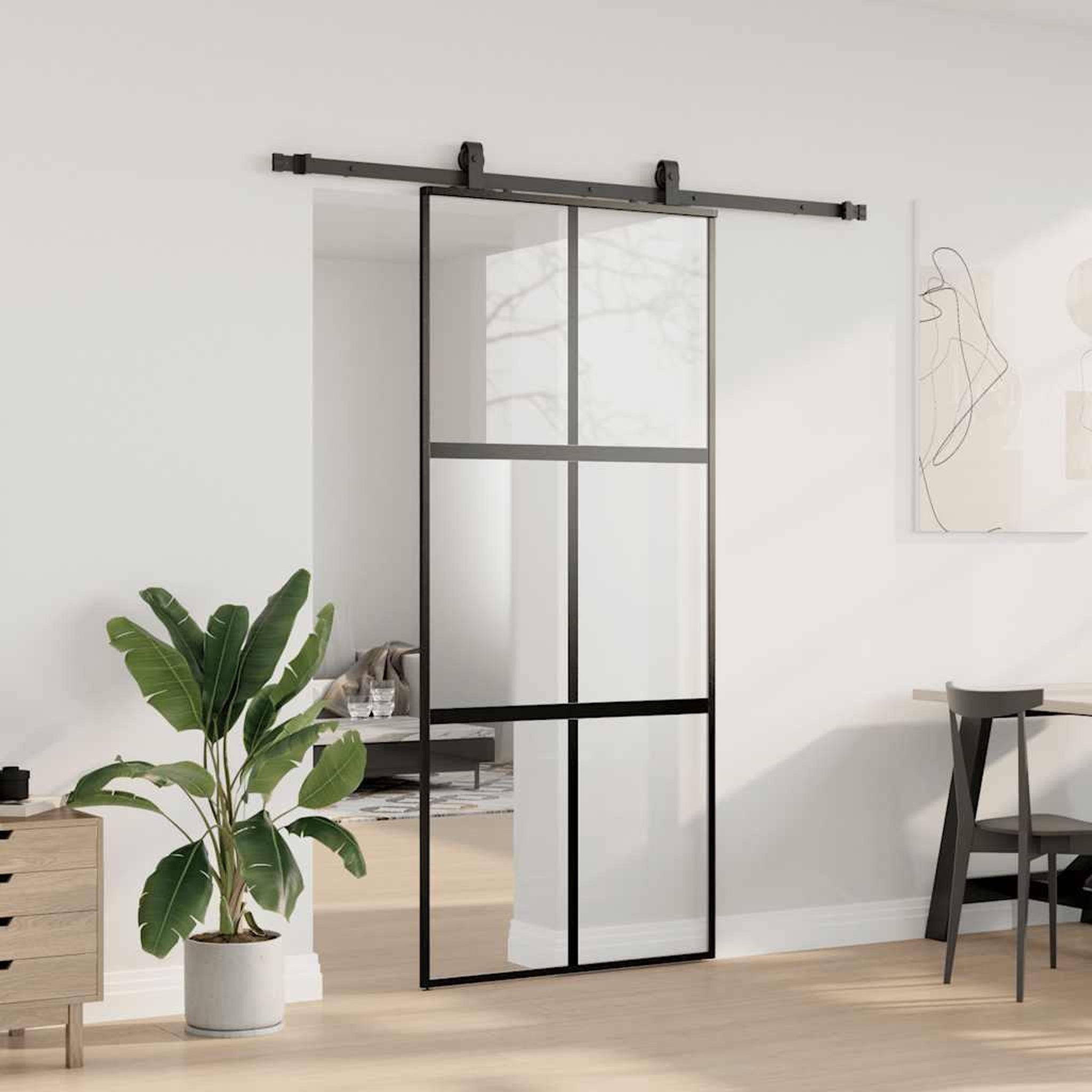 Voir la diapositive 3 : VIDAXL Porte coulissante avec kit de quincaillerie noir 90x205 cm