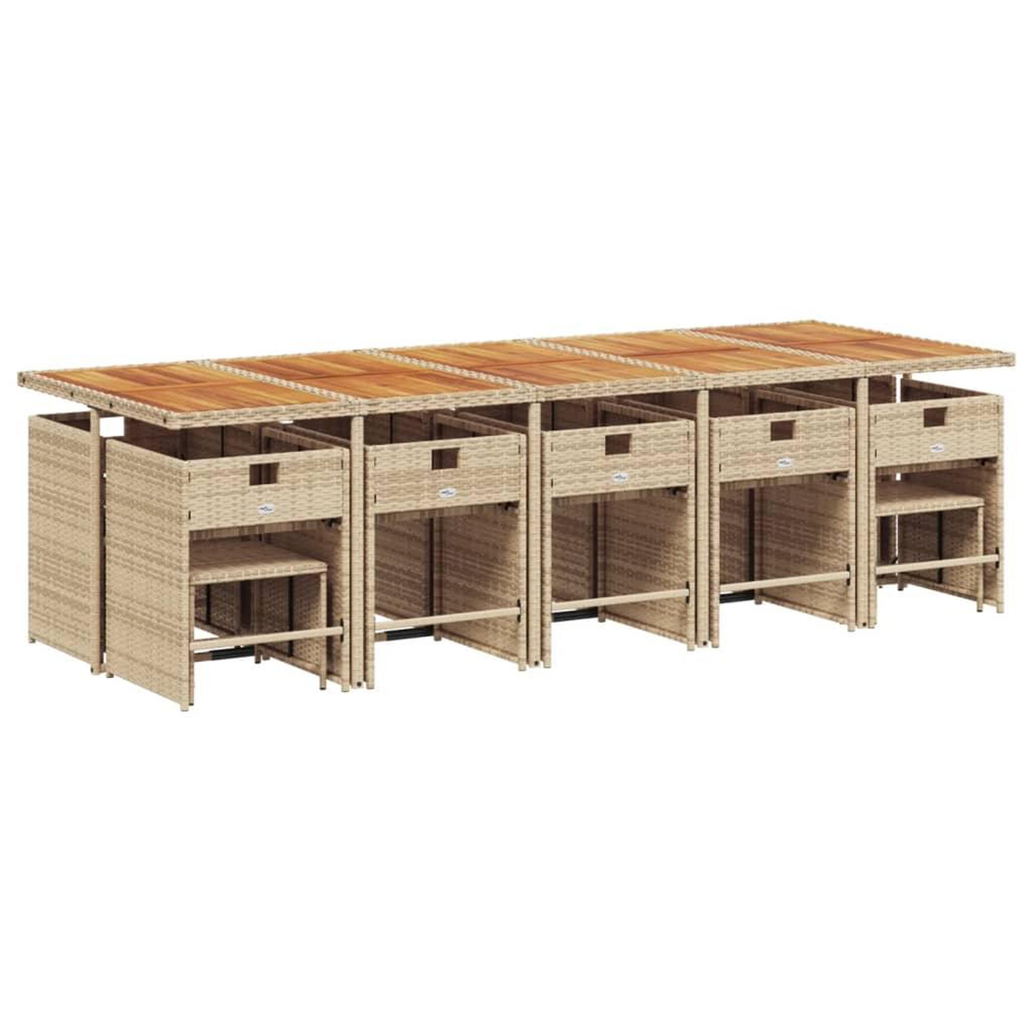 Voir la diapositive 4 : VIDAXL Ensemble a manger de jardin et coussins 15 pcs beige