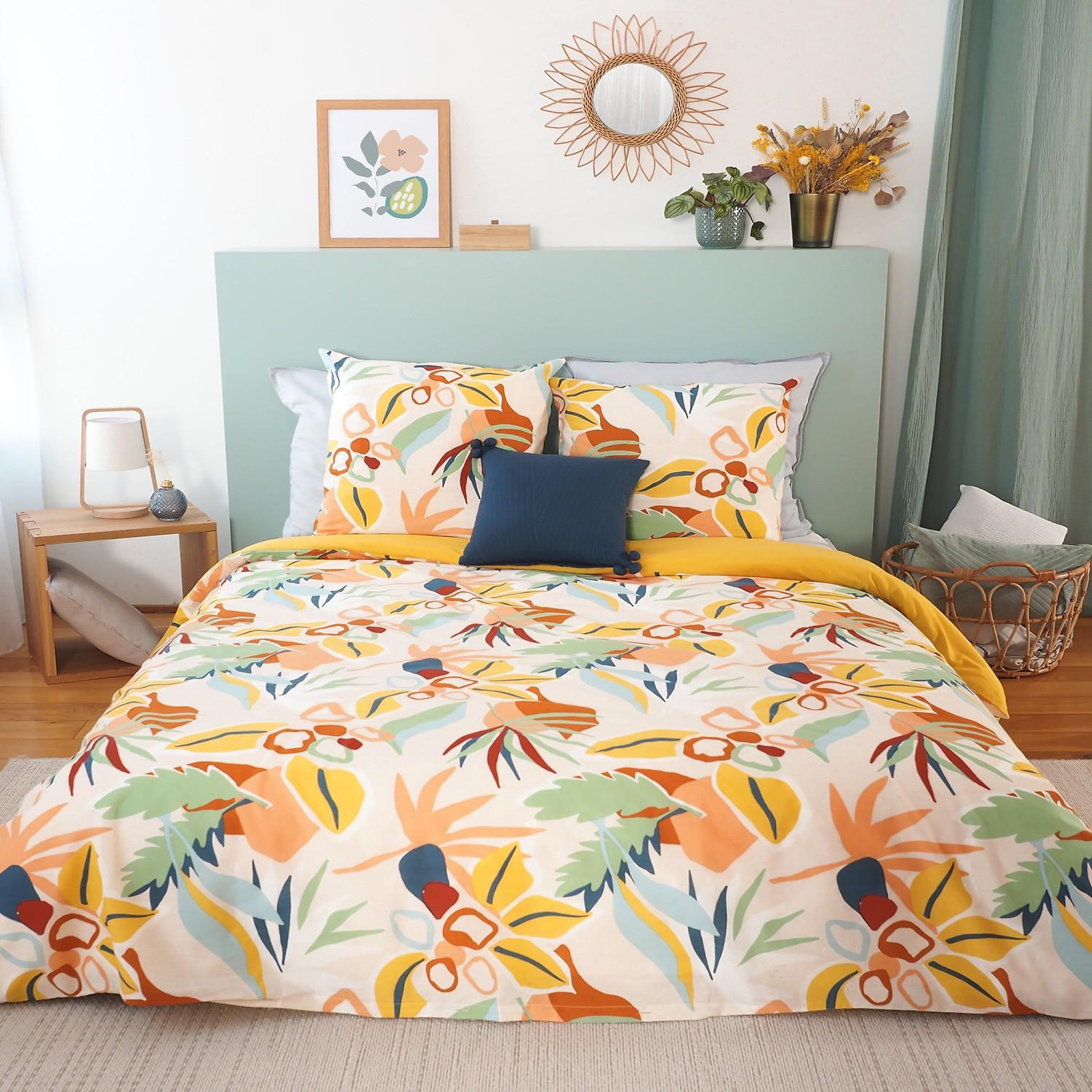 Voir la diapositive 2 : Home collection Parure housse de couette 100% coton 57fils lucia