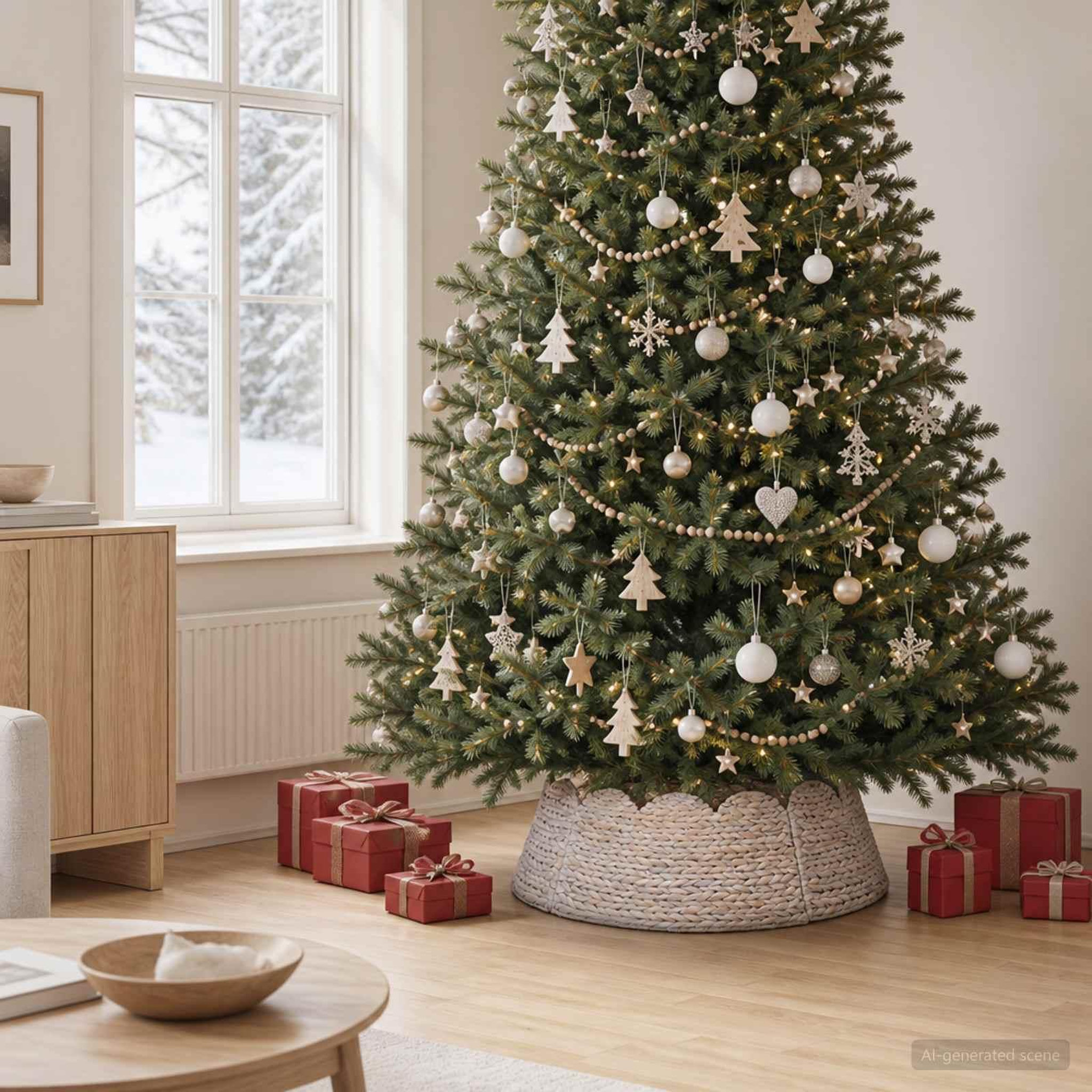 Voir la diapositive 2 : VIDAXL Collier de sapin de Noël Rond Blanc Diam. 90 x 28 cm