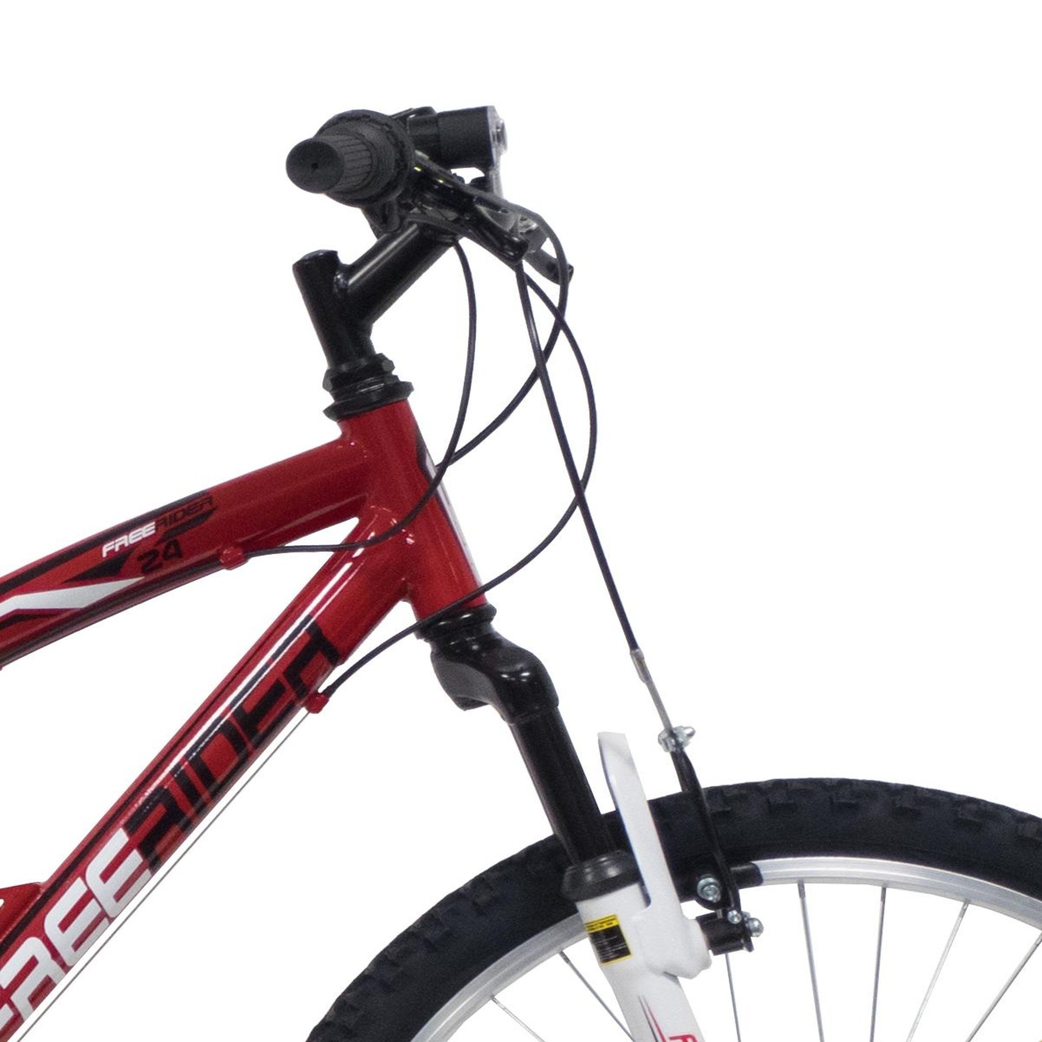 Voir la diapositive 2 : FREERIDER Vélo vtt 24'' tout suspendu pour adolescent de taille 135 à 160 cm- freins v brake - 18 vitesses indexées gripshift shimano - shimano ty21