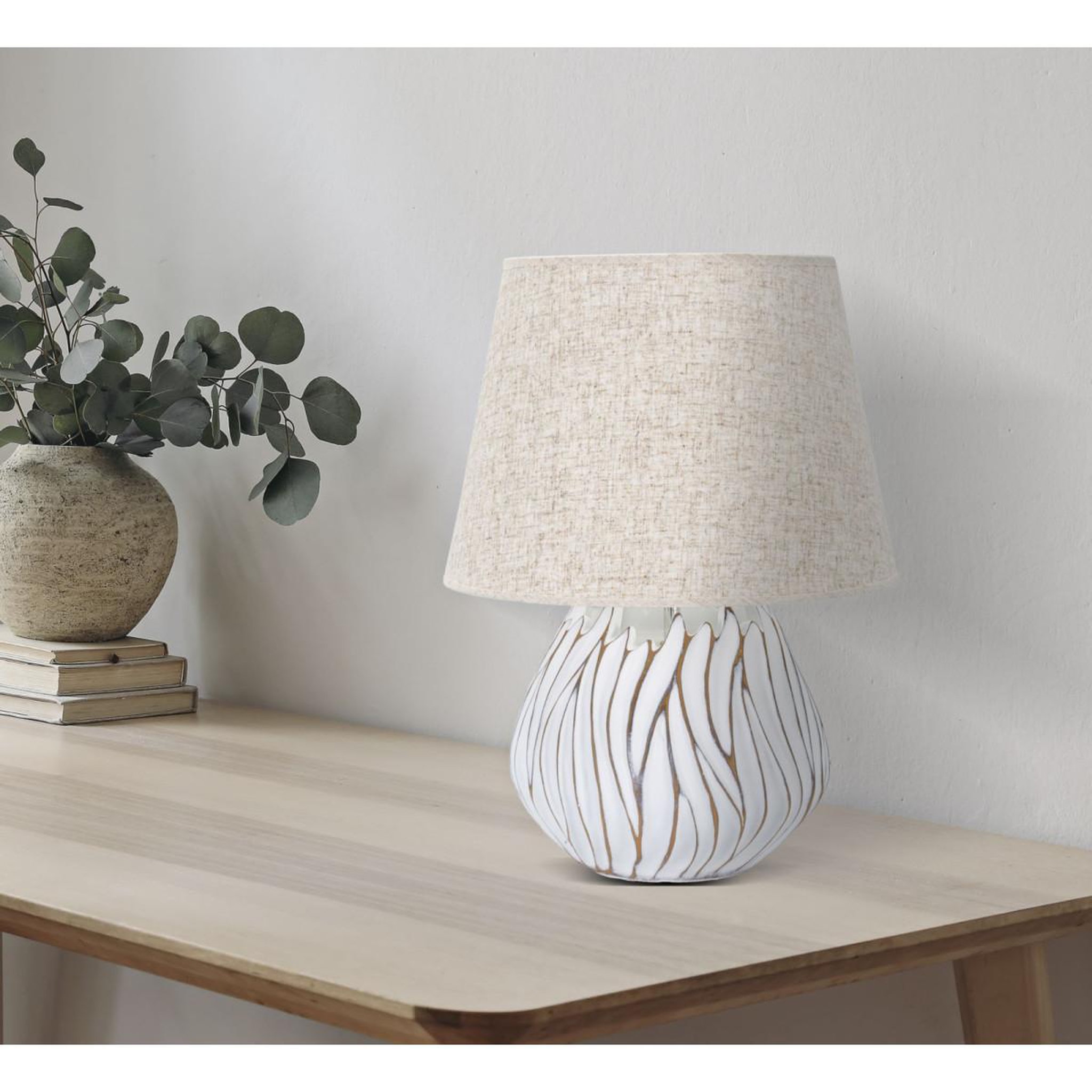 Voir la diapositive 5 : Paris Prix Lampe à poser en résine  honduras  48cm blanc & naturel