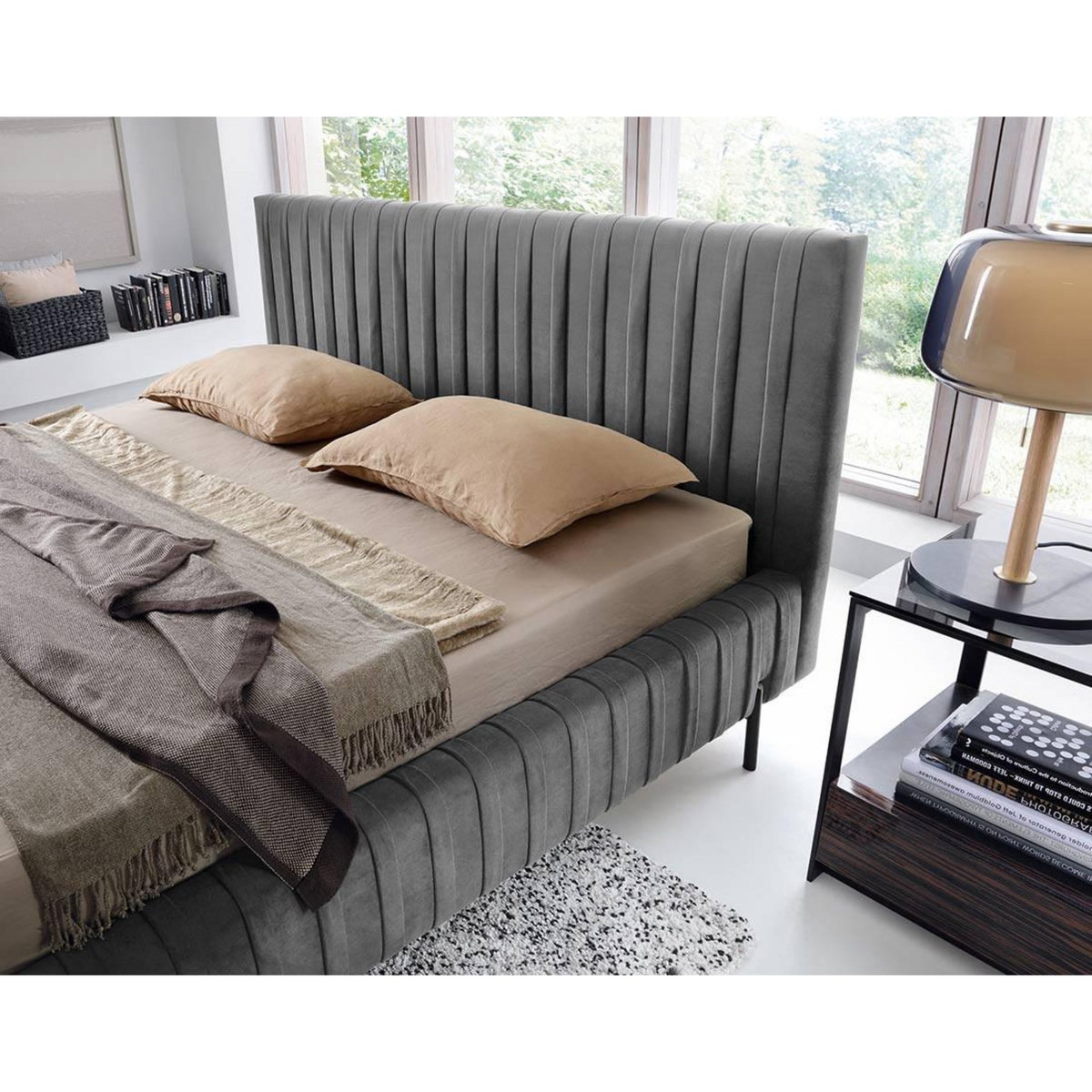 LISA DESIGN Flavio - lit coffre - 160x200 cm - sommier inclus - en velours