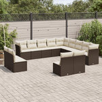 VIDAXL Salon de jardin avec coussins 13 pcs marron resine tressee