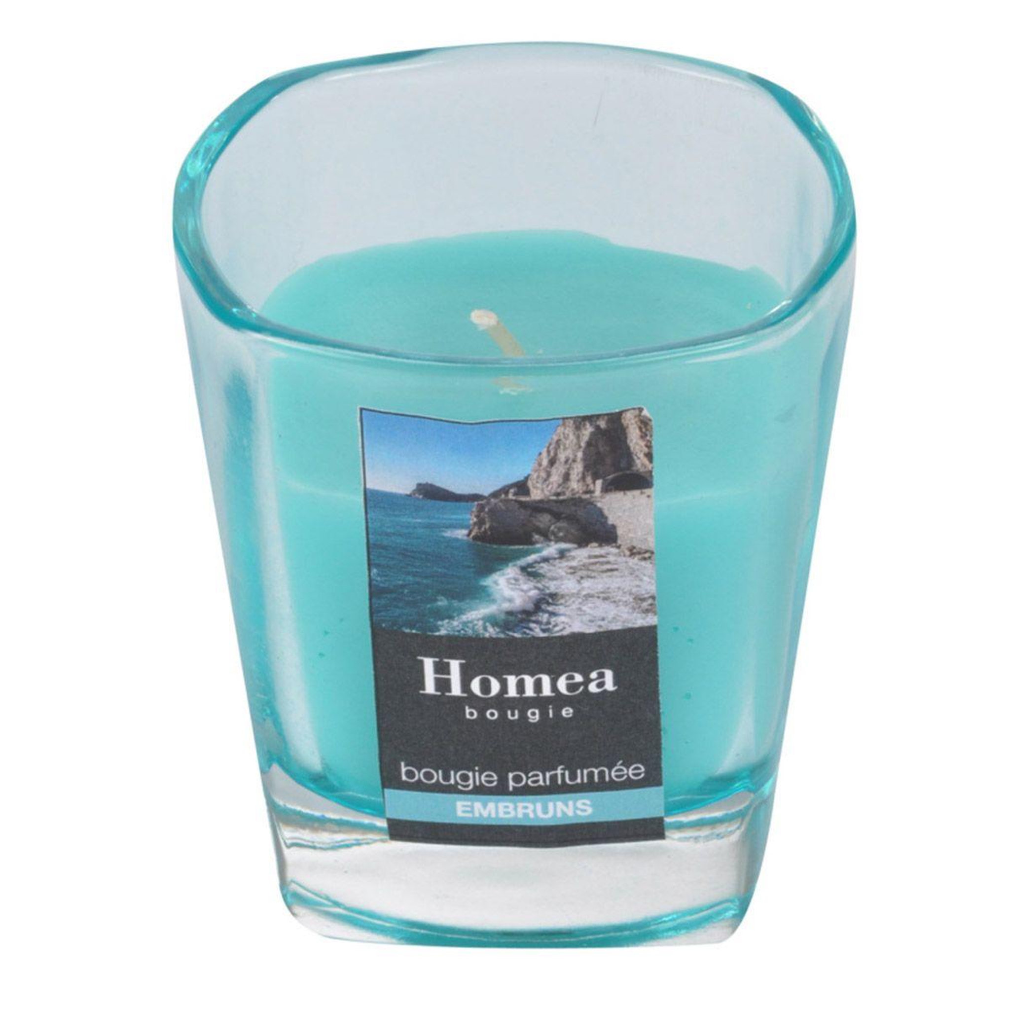 Voir la diapositive 2 : HOMEA Bougie parfumée en verre  essentiel  7cm embruns