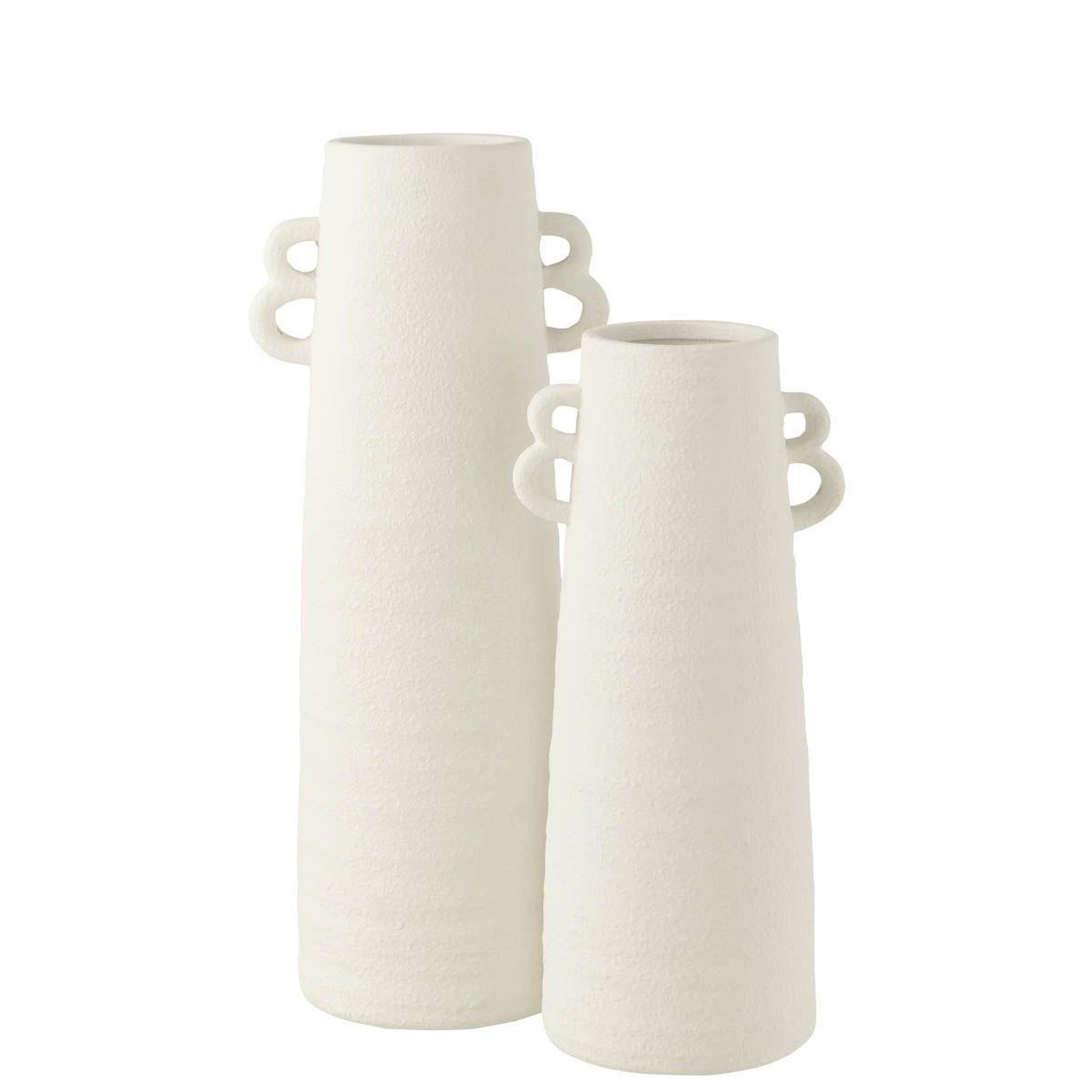 Voir la diapositive 2 : J-LINE Vase conique avec anses  russel  44cm blanc