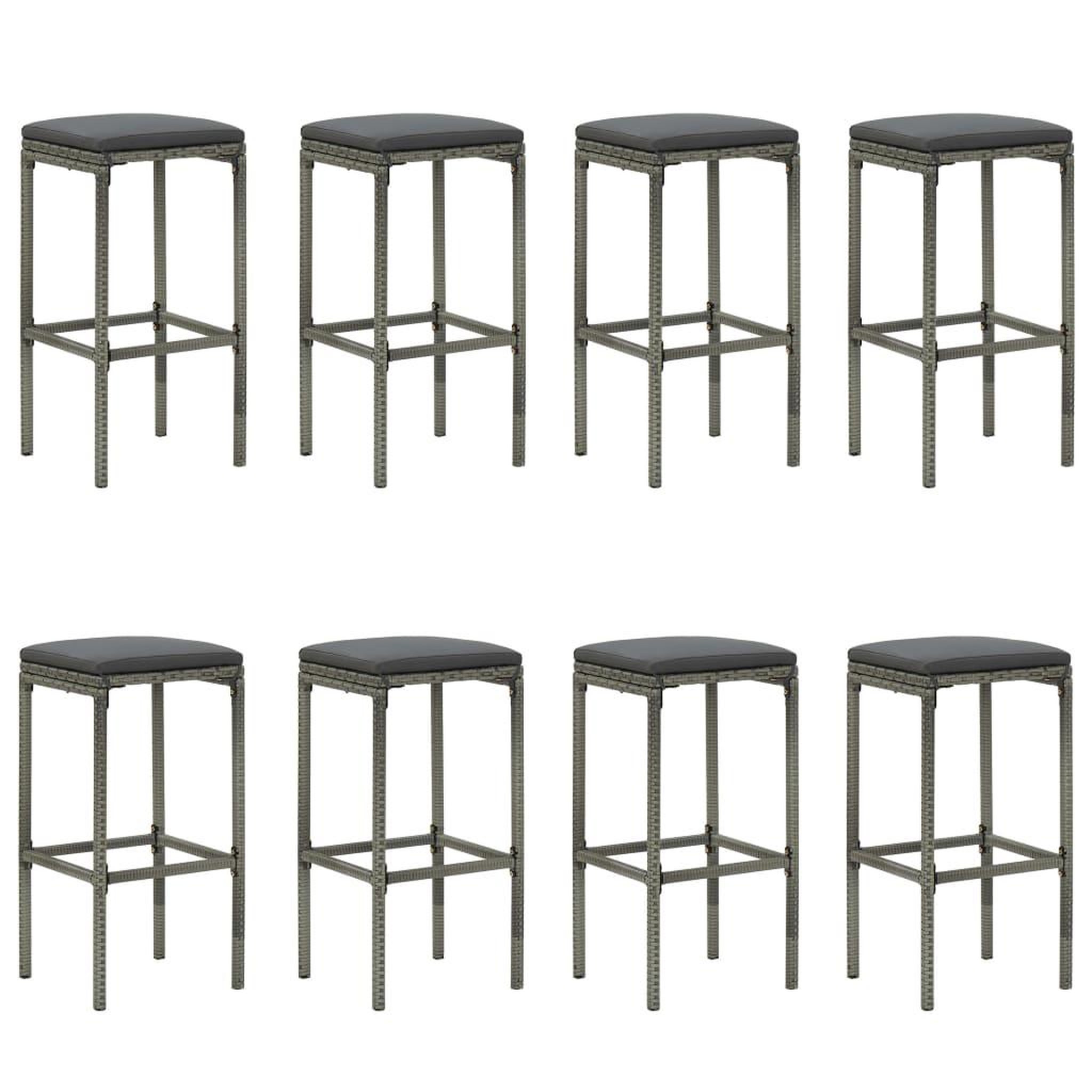 Voir la diapositive 3 : VIDAXL Ensemble de bar de jardin 9 pcs et coussins Resine tressee Gris