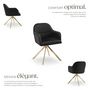 Voir la diapositive 3 : tectake Chaise pivotante en velours rembourrée noir/or Lot de 4