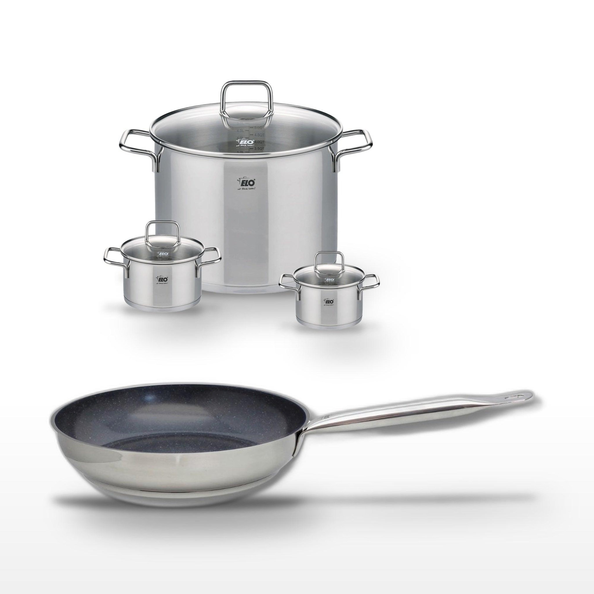 ELO Lot poêle 24 cm & 3 faitouts elo profi therm platinum