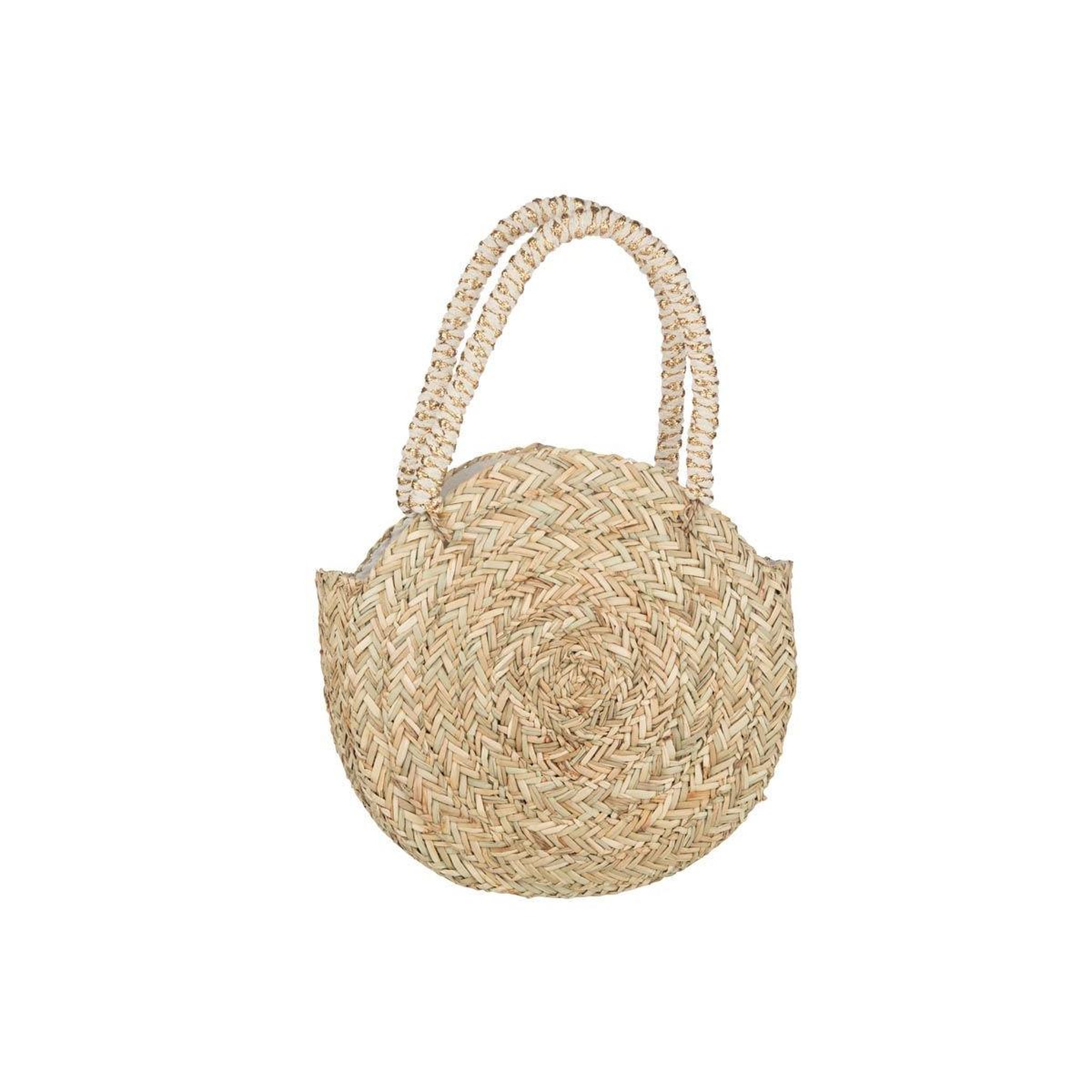 Voir la diapositive 2 : J-LINE Sac de plage rond  bali bliss  40cm naturel & blanc