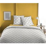 Home collection Parure housse de couette 100% coton 57fils oddy. Coloris disponibles : Gris