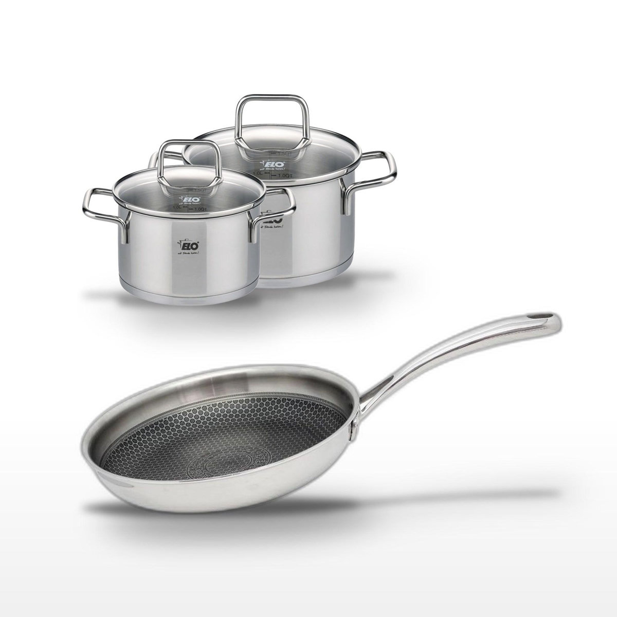 ELO Lot Poêle 24cm Elo Relief Evolution & 2 Faitouts Elo