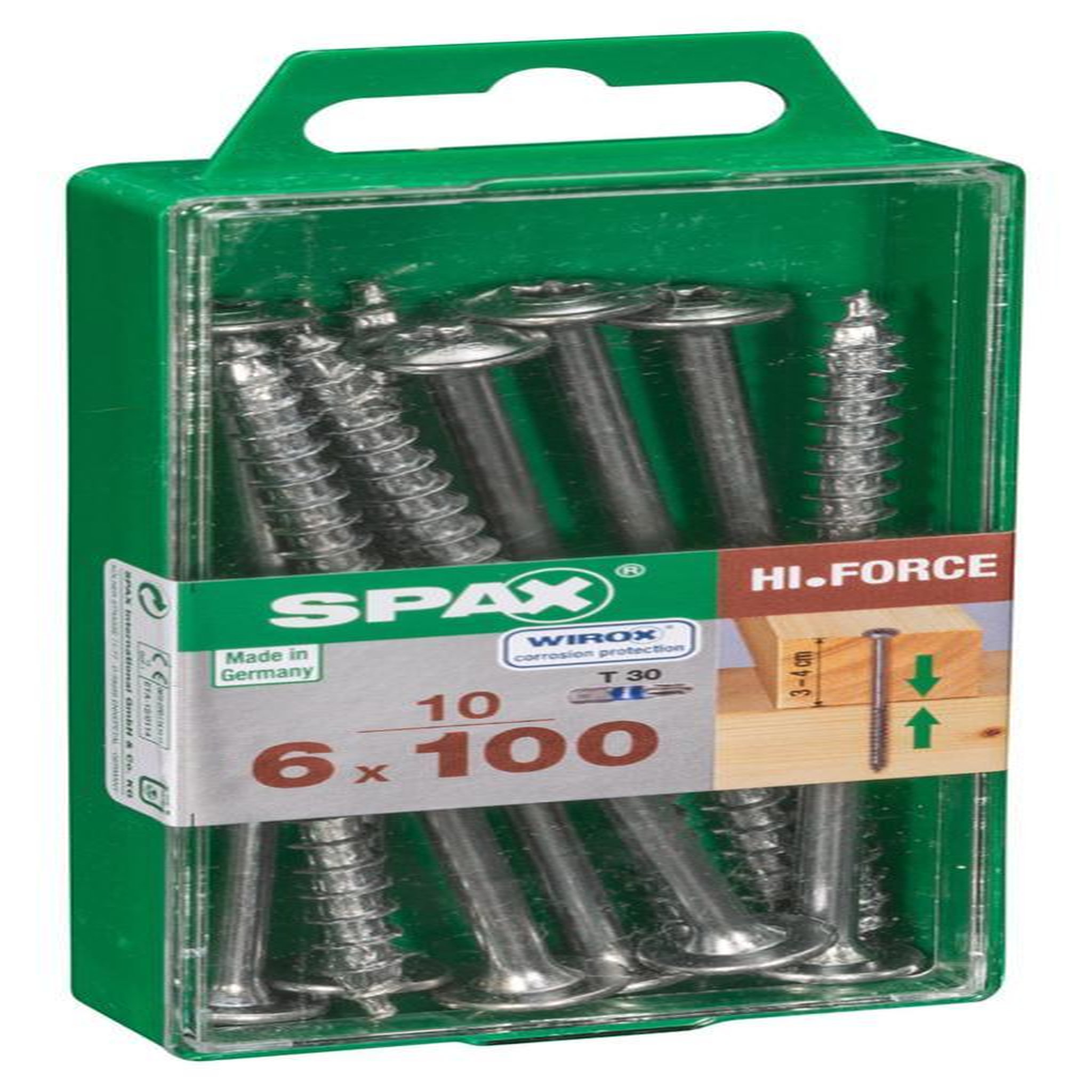 CENTRALE BRICO Lot de 10 vis acier tête fraisée bombée torx SPAX, Diam.6 mm x L.100 mm